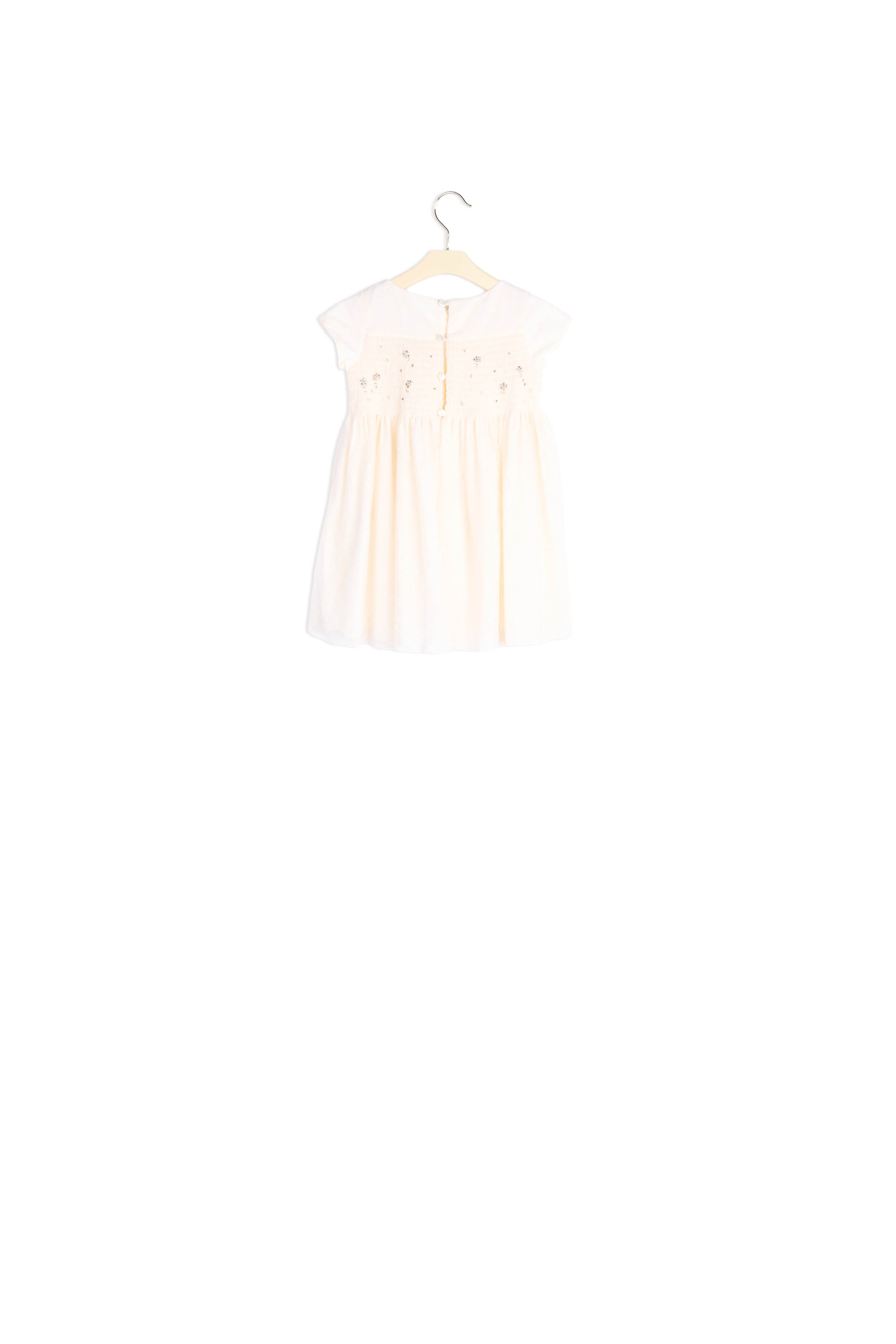 Robe couture smockée fille blanc lait - Bonpoint vintage