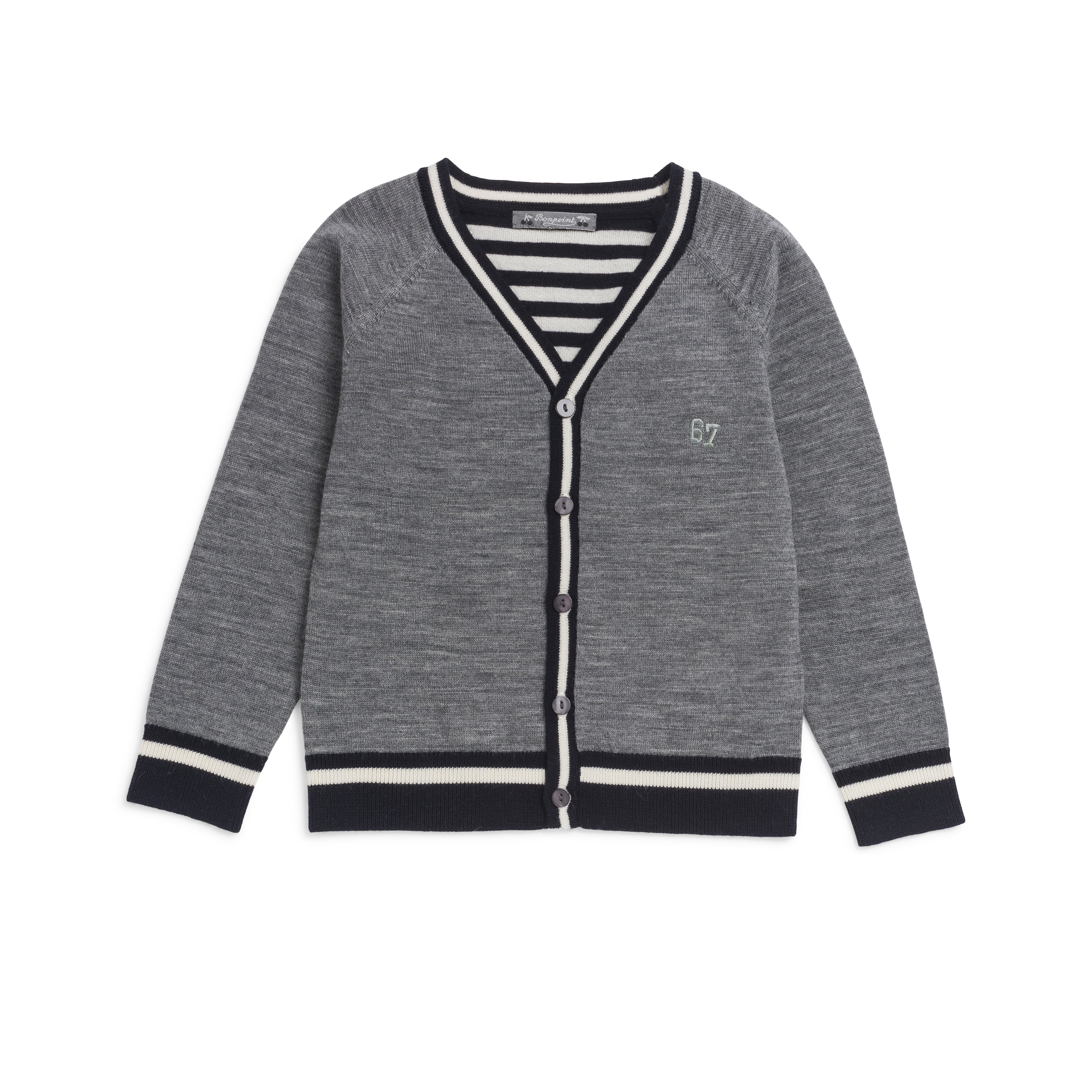 Cardigan Detail Rayures - Bonpoint vintage