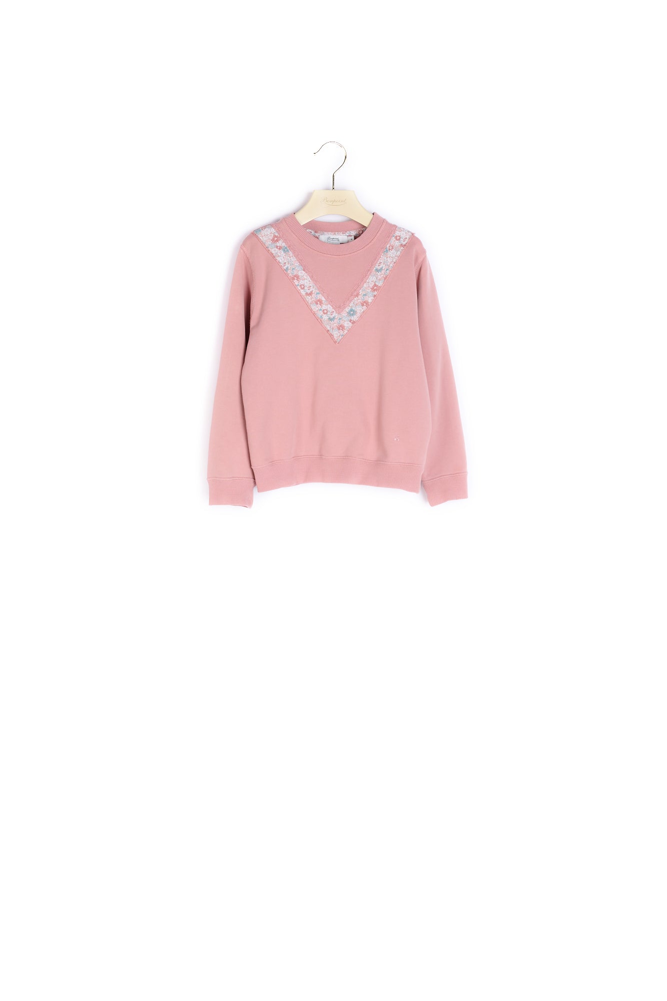 Sweatshirt avec tissu Liberty et dentelle fille - Bonpoint vintage