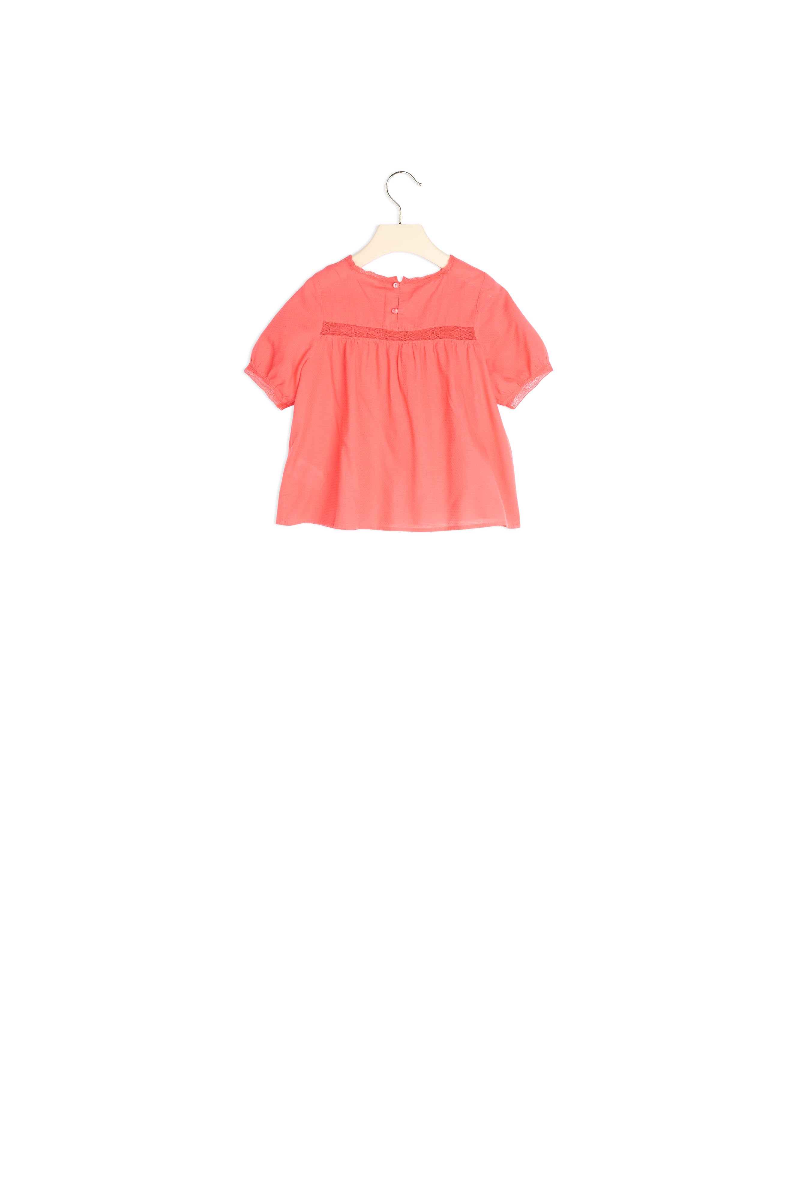 Blouse en coton façonné et dentelle - Bonpoint vintage