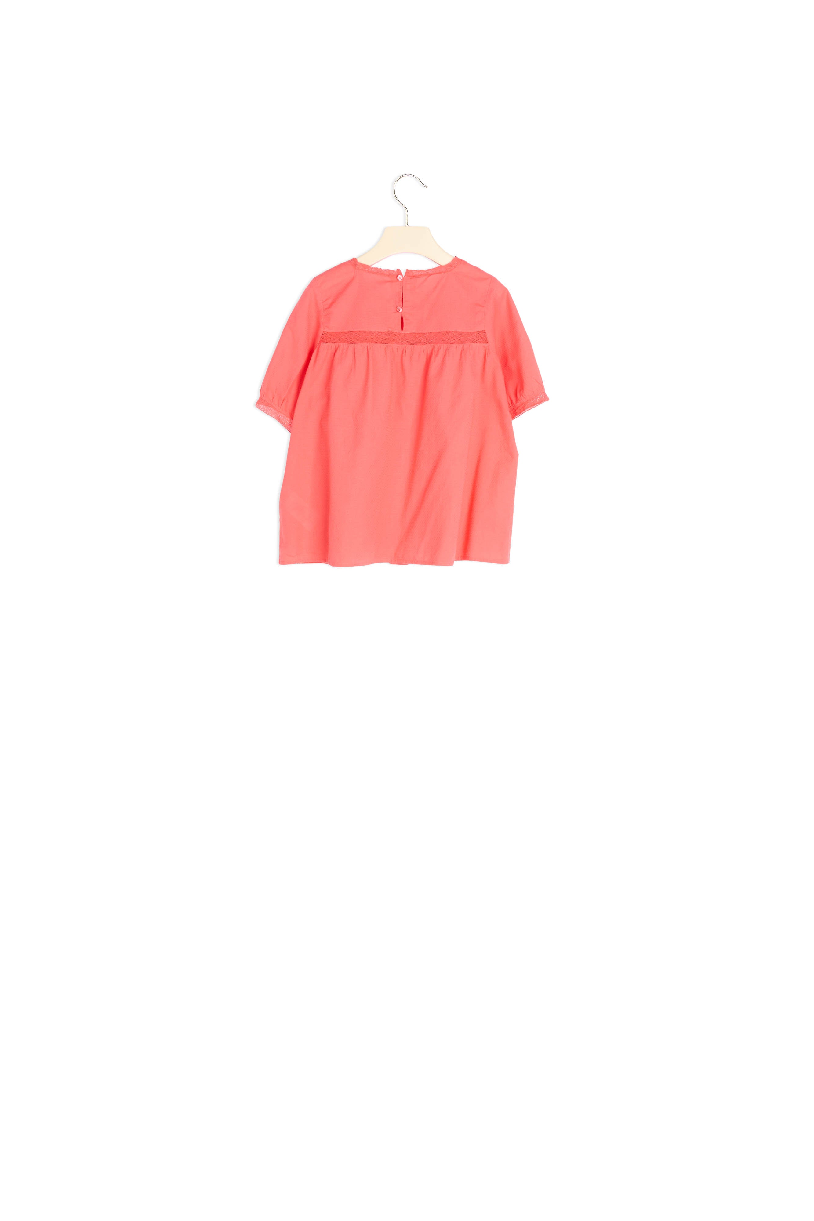 Blouse en coton façonné et dentelle fille - Bonpoint vintage