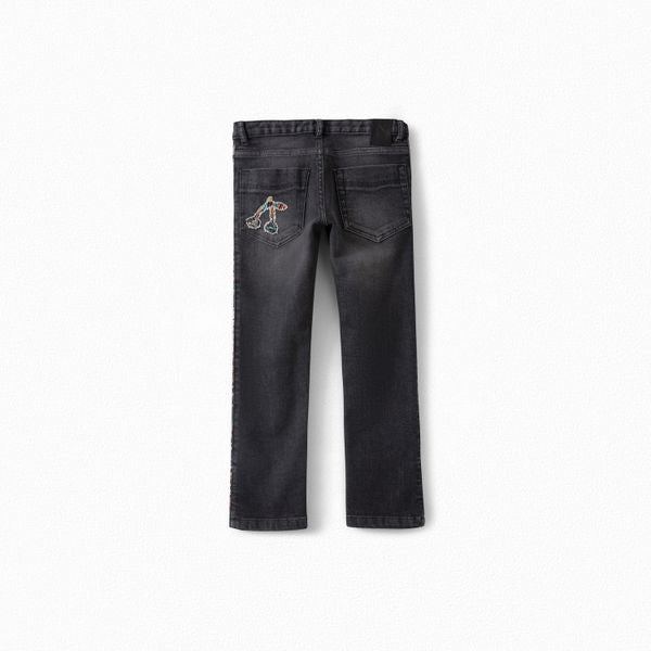 Pantalon fille denim et tissu Liberty - Bonpoint vintage