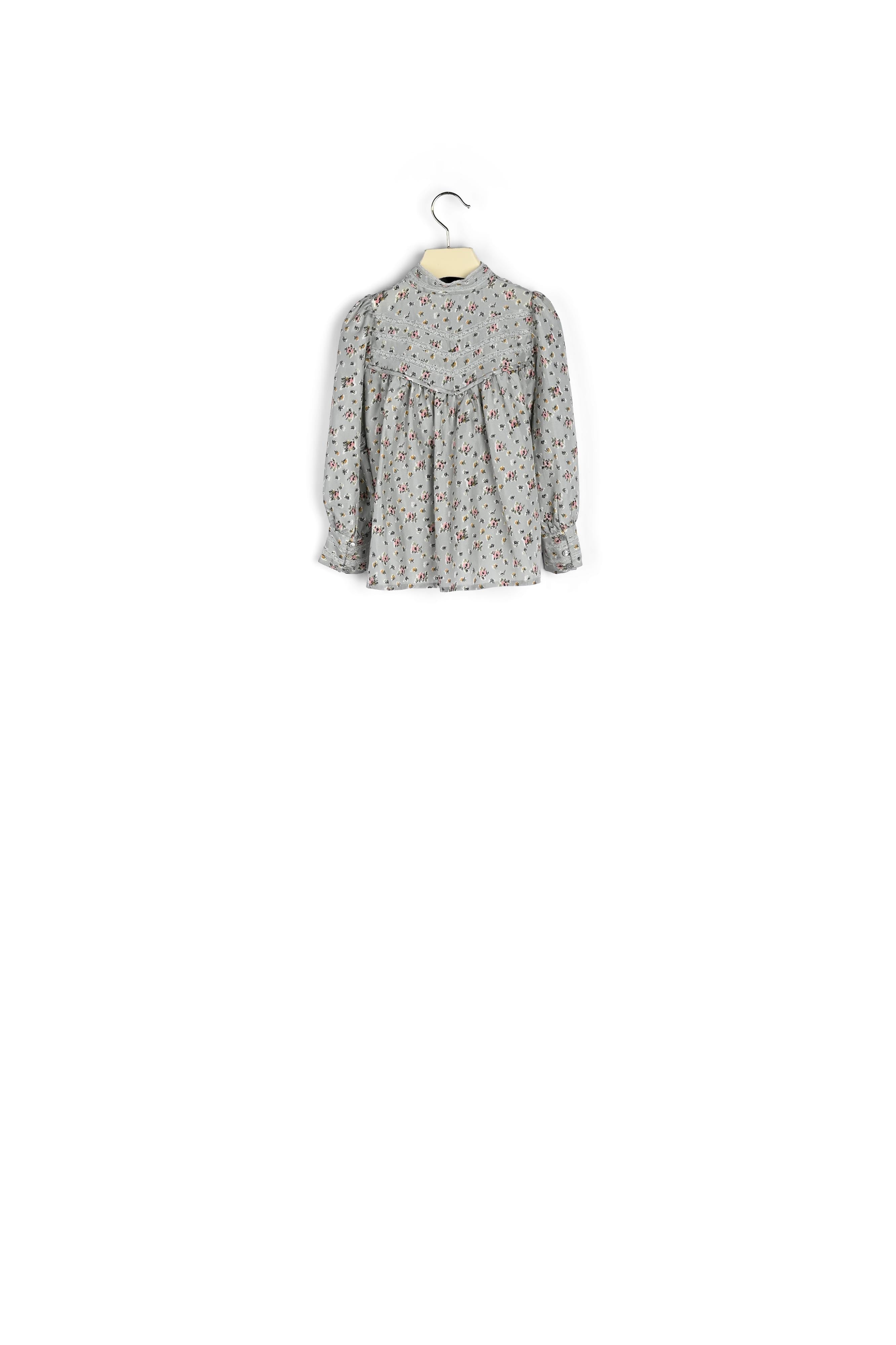 Blouse à col montant en soie imprimée - Bonpoint vintage