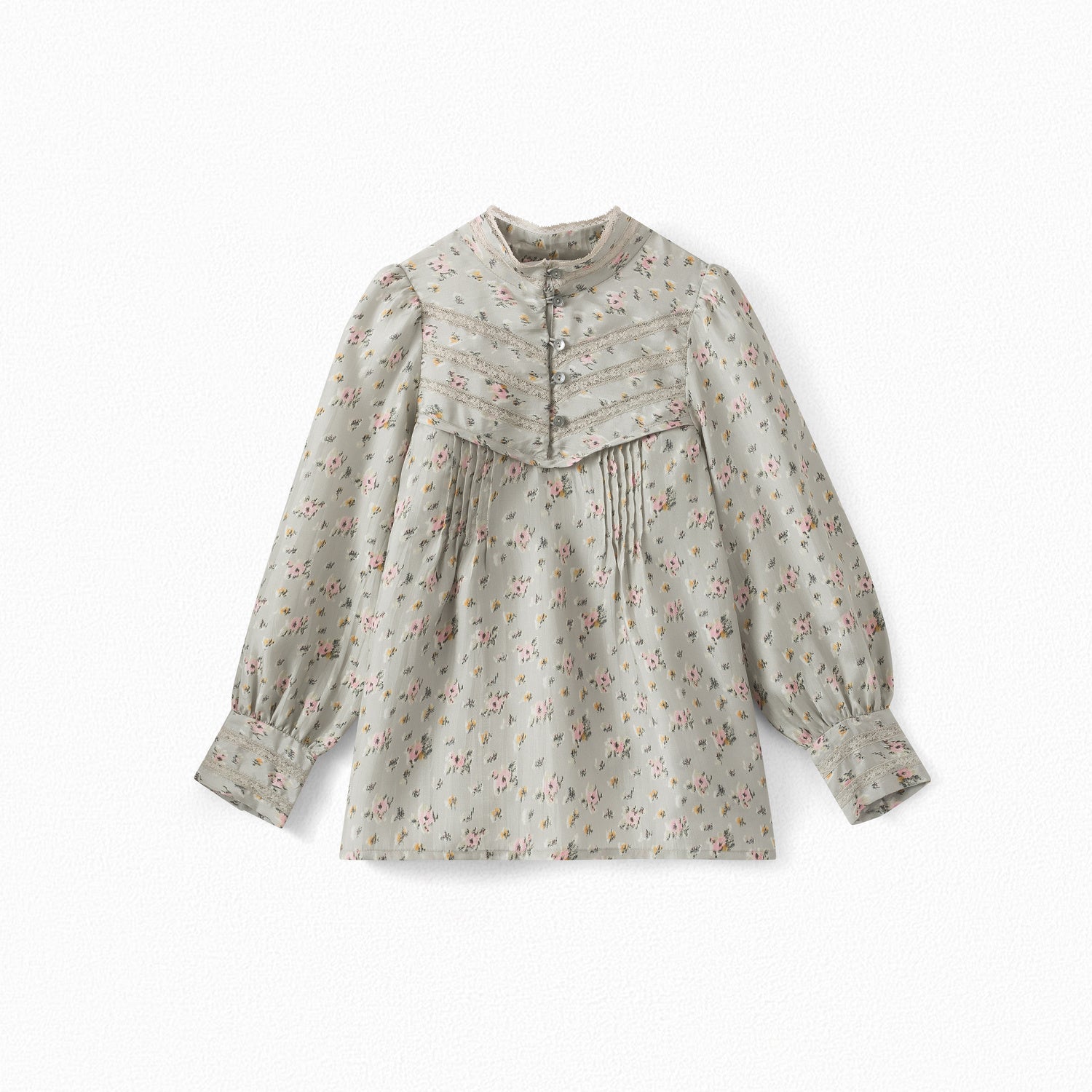 Blouse à col montant en soie imprimée - Bonpoint vintage