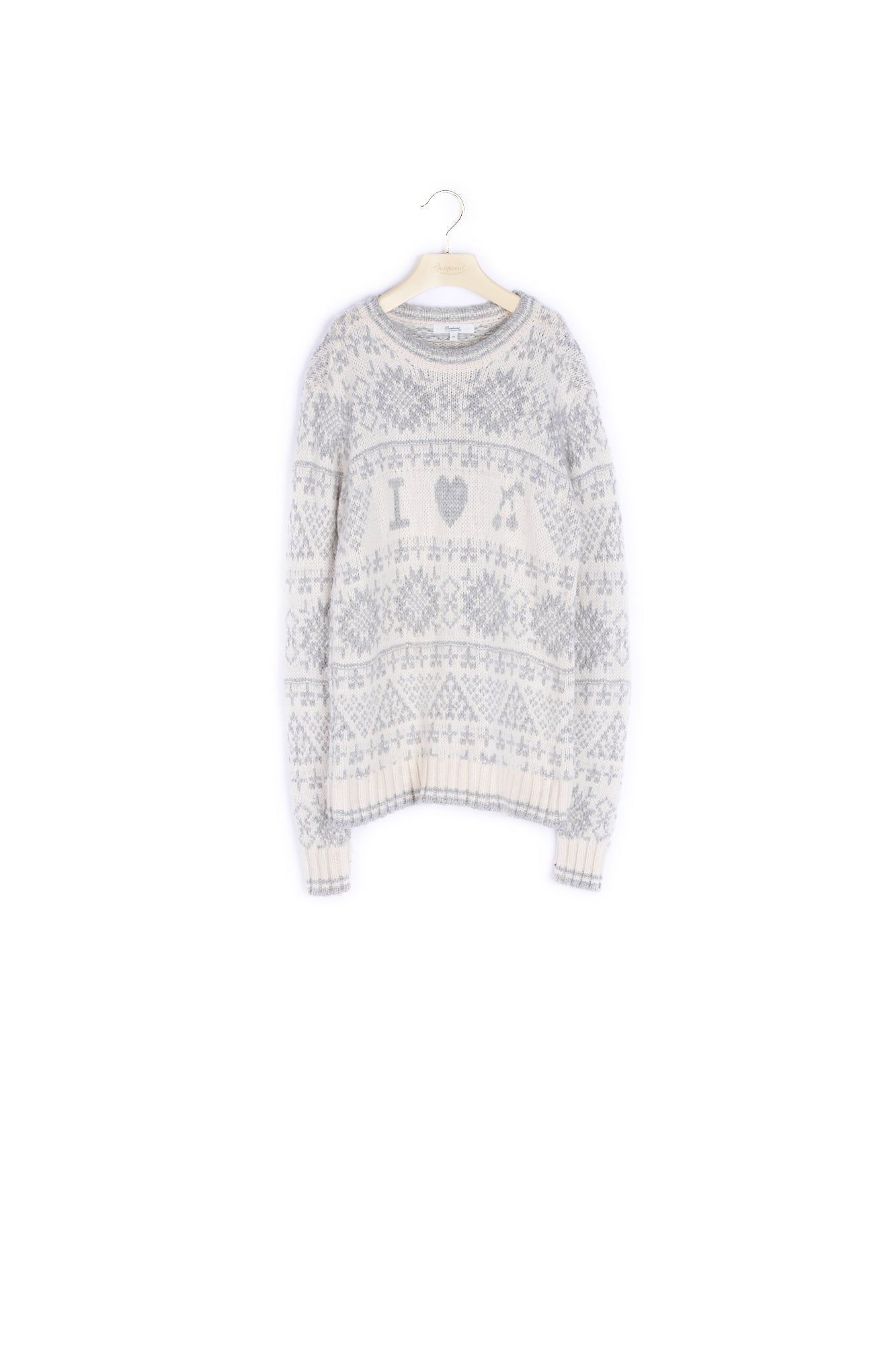 Pull à motif jacquard cerises fille - Bonpoint vintage