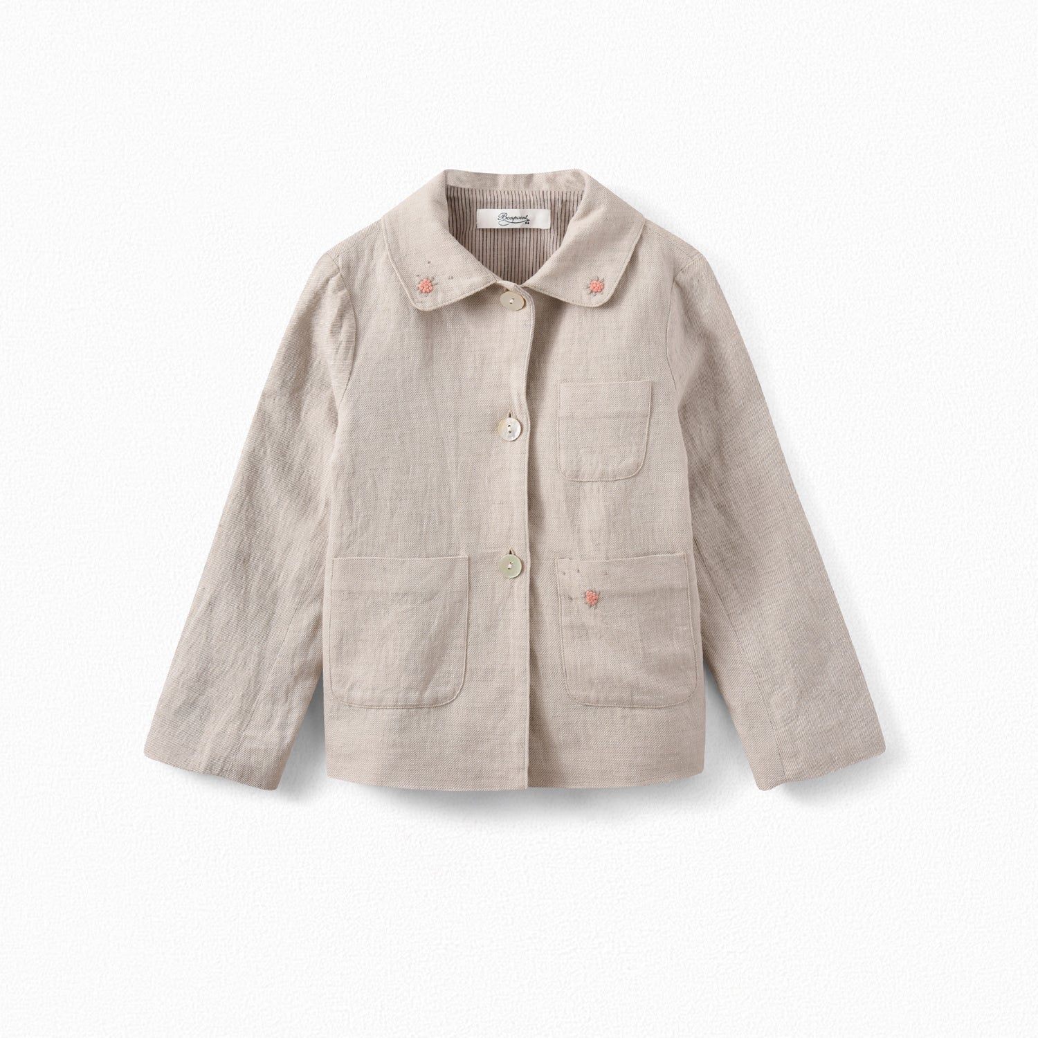 Veste en lin brodé - Bonpoint vintage
