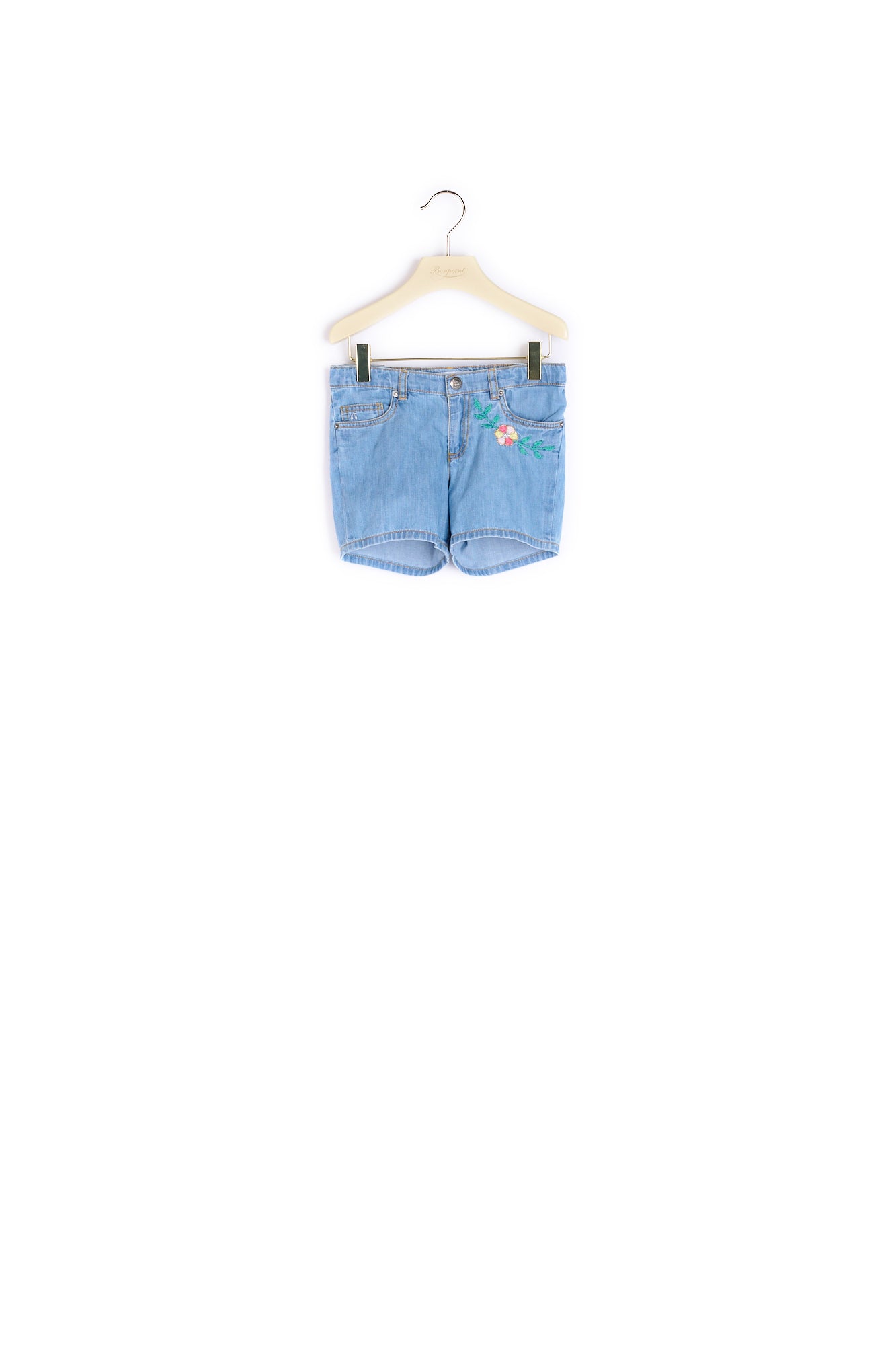 Short en denim rebrodé fille - Bonpoint vintage