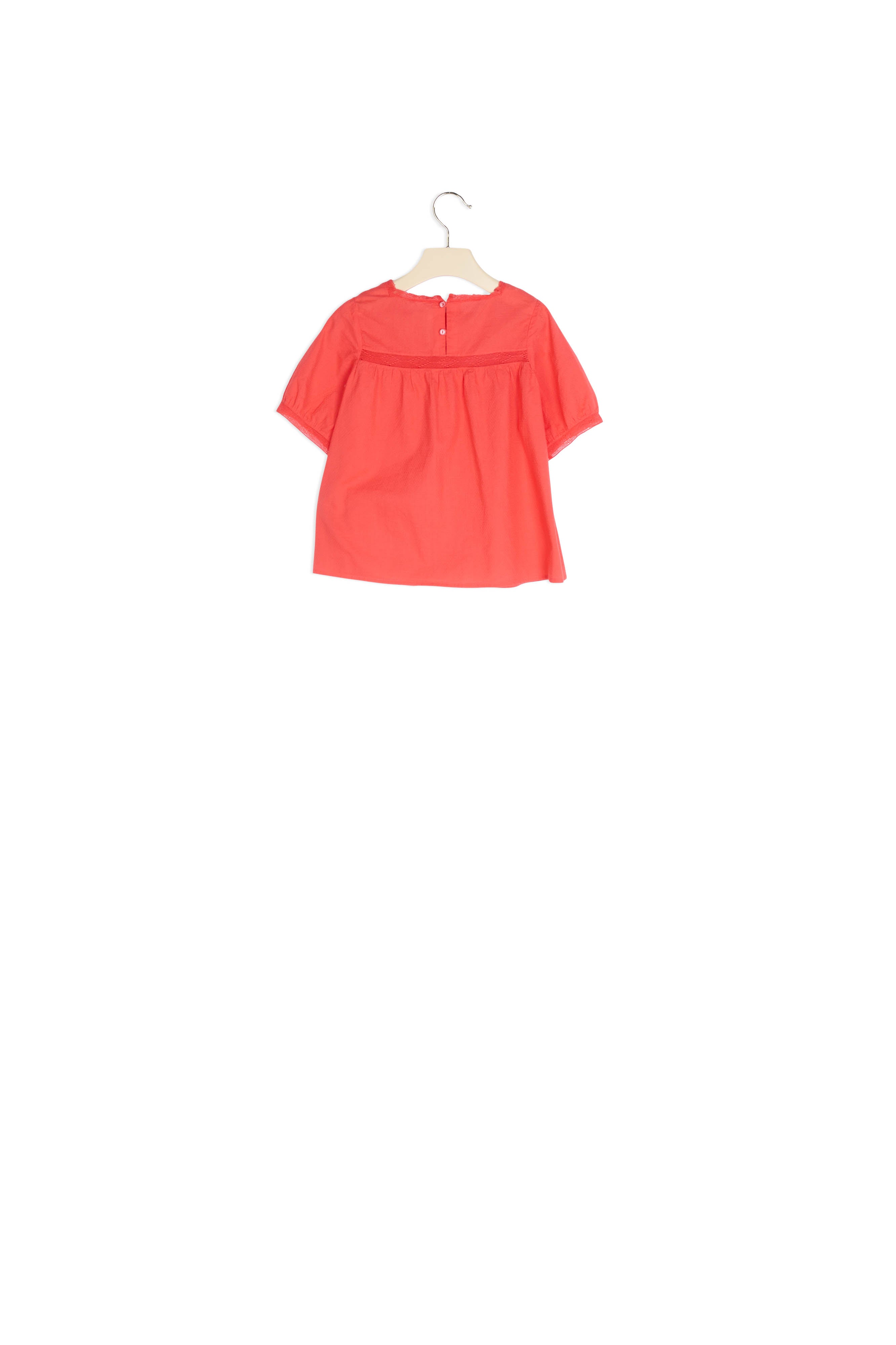 Blouse en coton façonné et dentelle - Bonpoint vintage