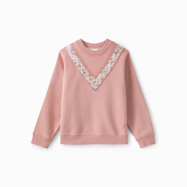 Sweatshirt avec tissu Liberty et dentelle fille - Bonpoint vintage
