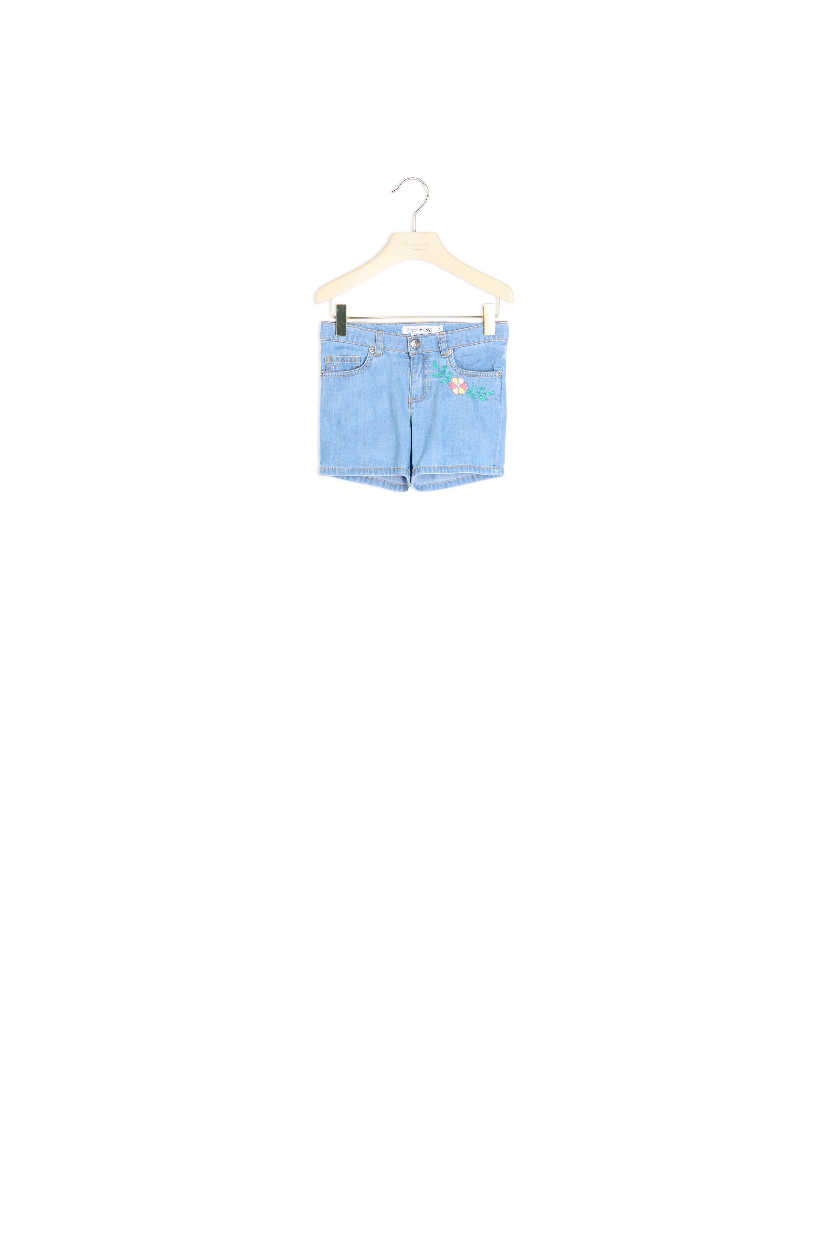 Short en denim rebrodé - Bonpoint vintage