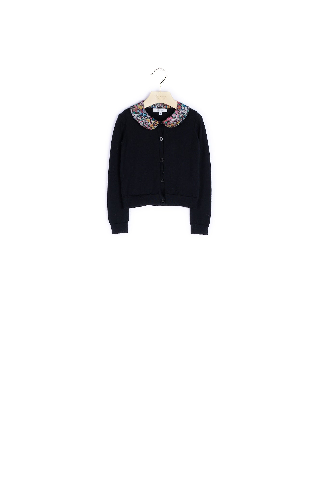 Cardigan fille avec col en tissu - Bonpoint vintage