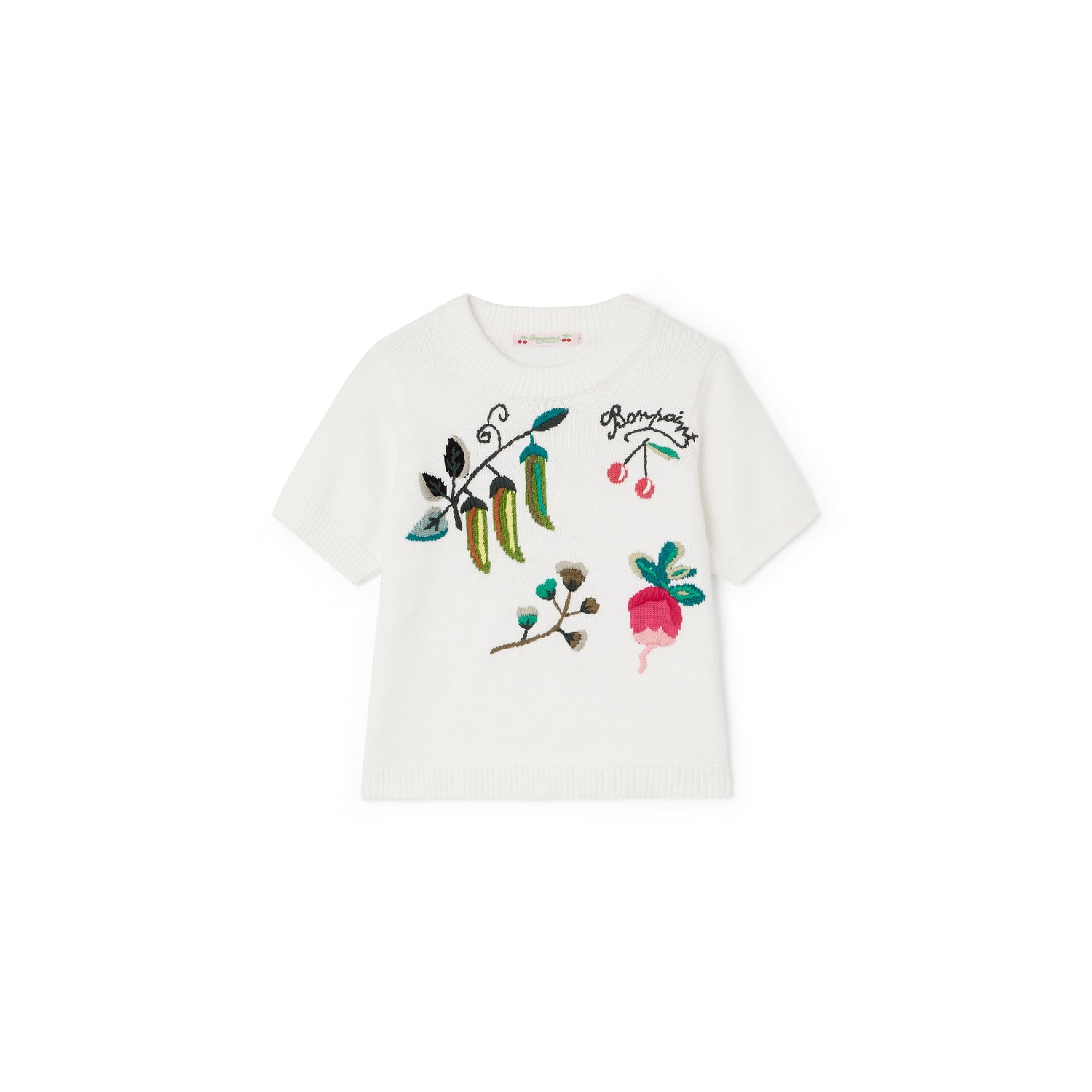 Pull à motif tissé et brodé - Bonpoint vintage