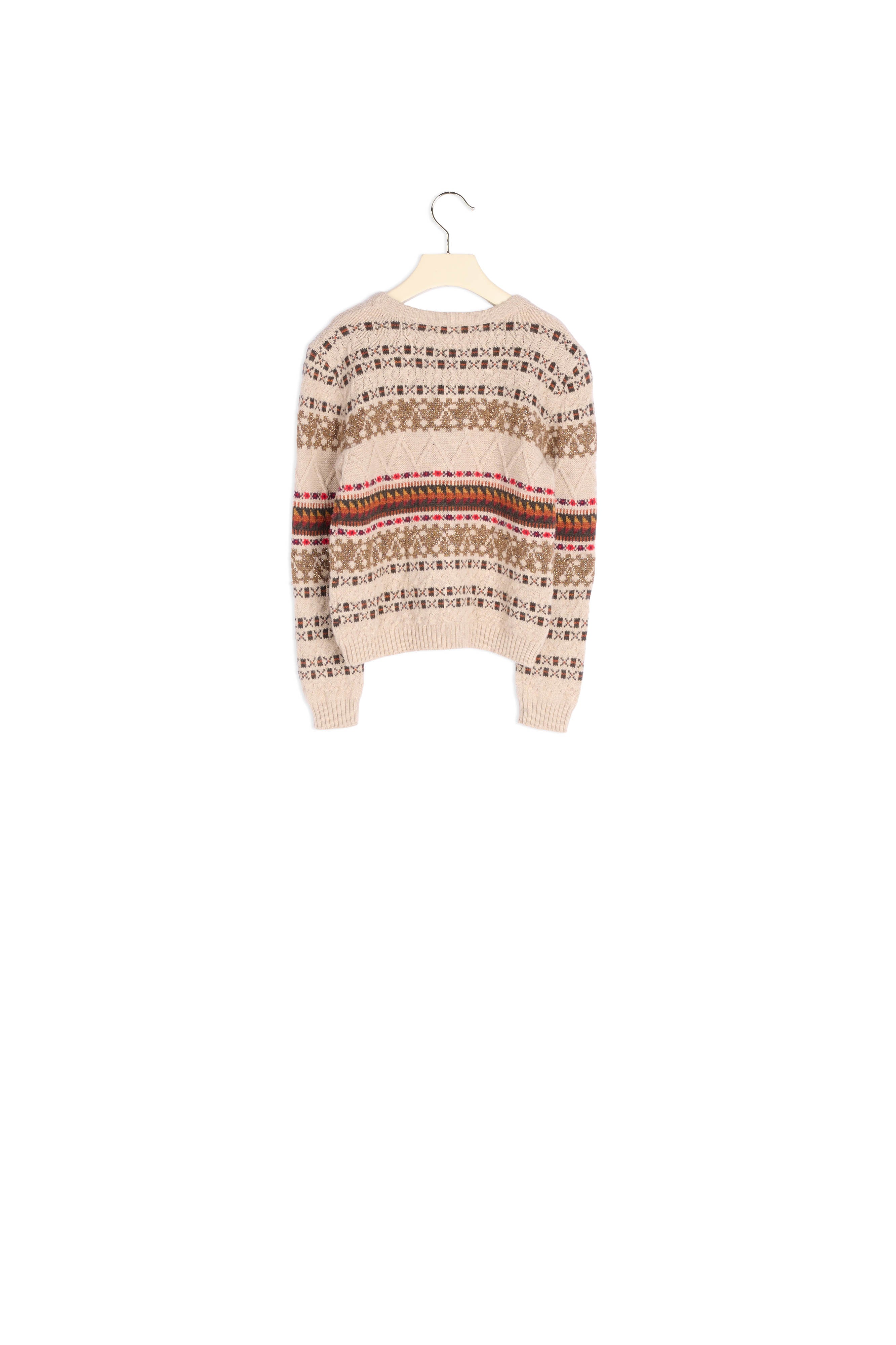 Pull torsadé cerises 1975 - Bonpoint vintage