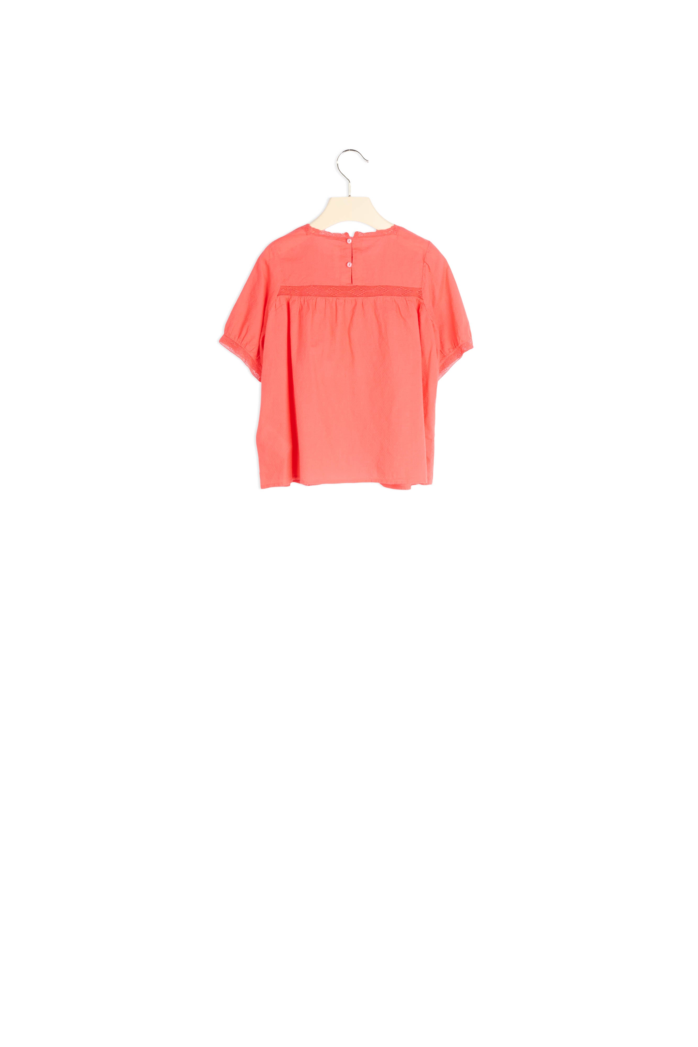 Blouse en coton façonné et dentelle - Bonpoint vintage