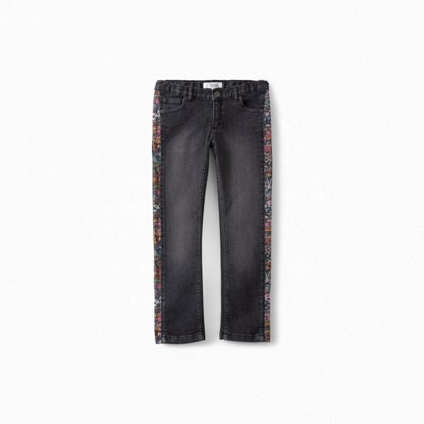 Pantalon fille denim et tissu Liberty - Bonpoint vintage