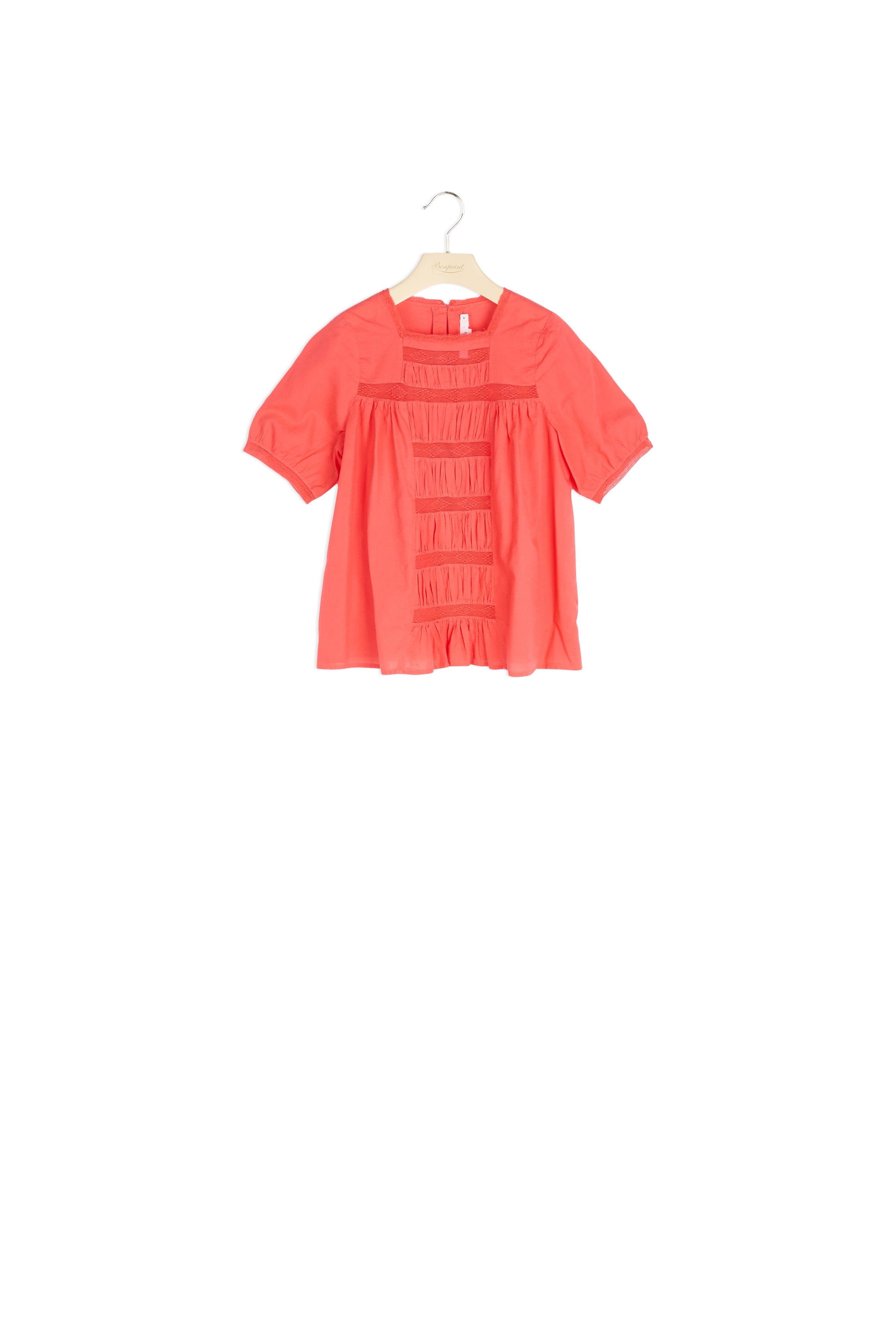 Blouse en coton façonné et dentelle - Bonpoint vintage