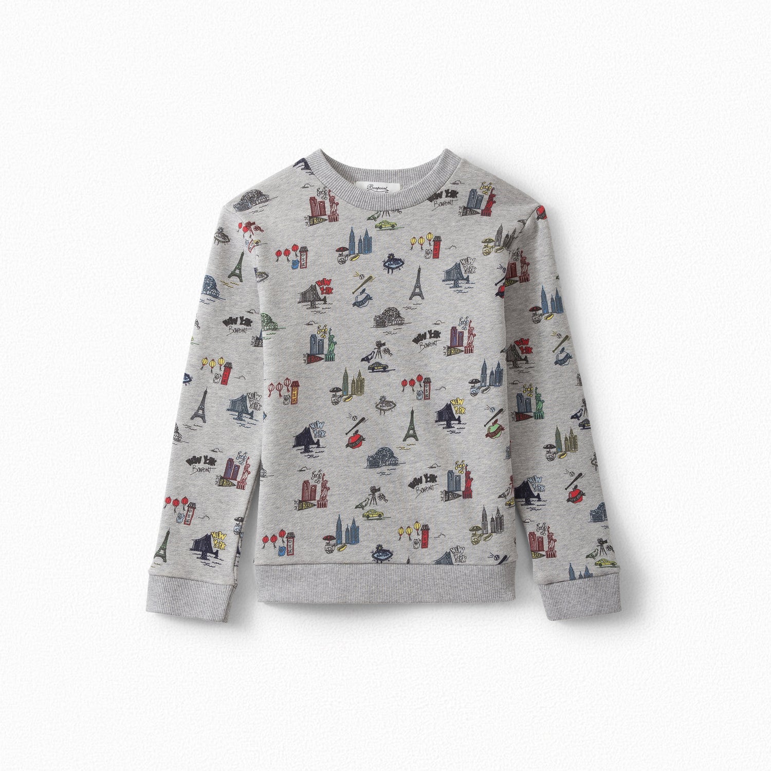 Sweatshirt garçon en molleton imprimé villes - Bonpoint vintage