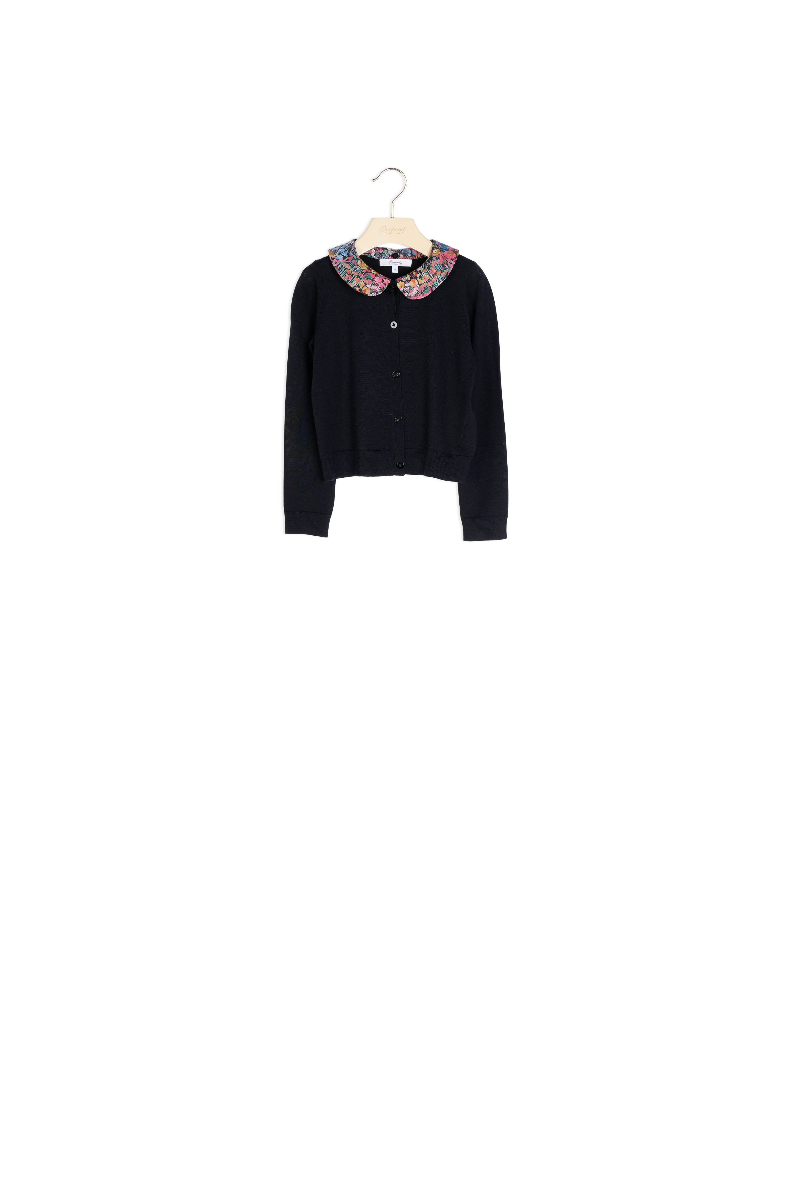 Cardigan avec col en tissu - Bonpoint vintage