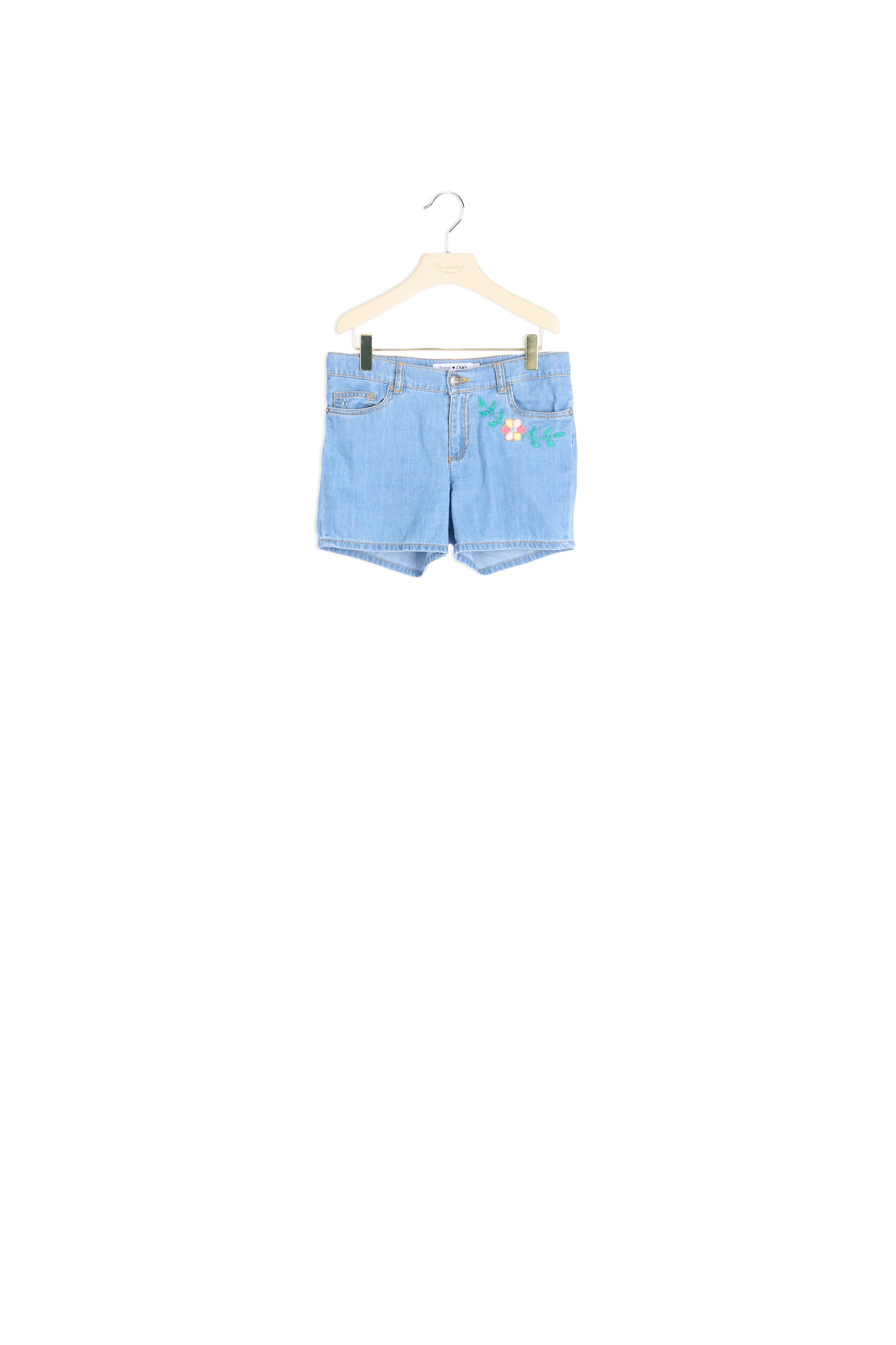 Short en denim rebrodé - Bonpoint vintage