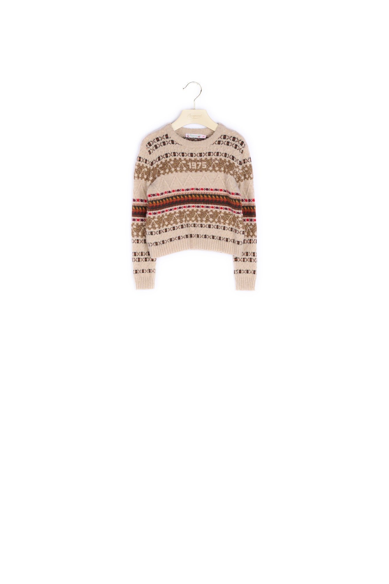Pull torsadé cerises 1975 - Bonpoint vintage