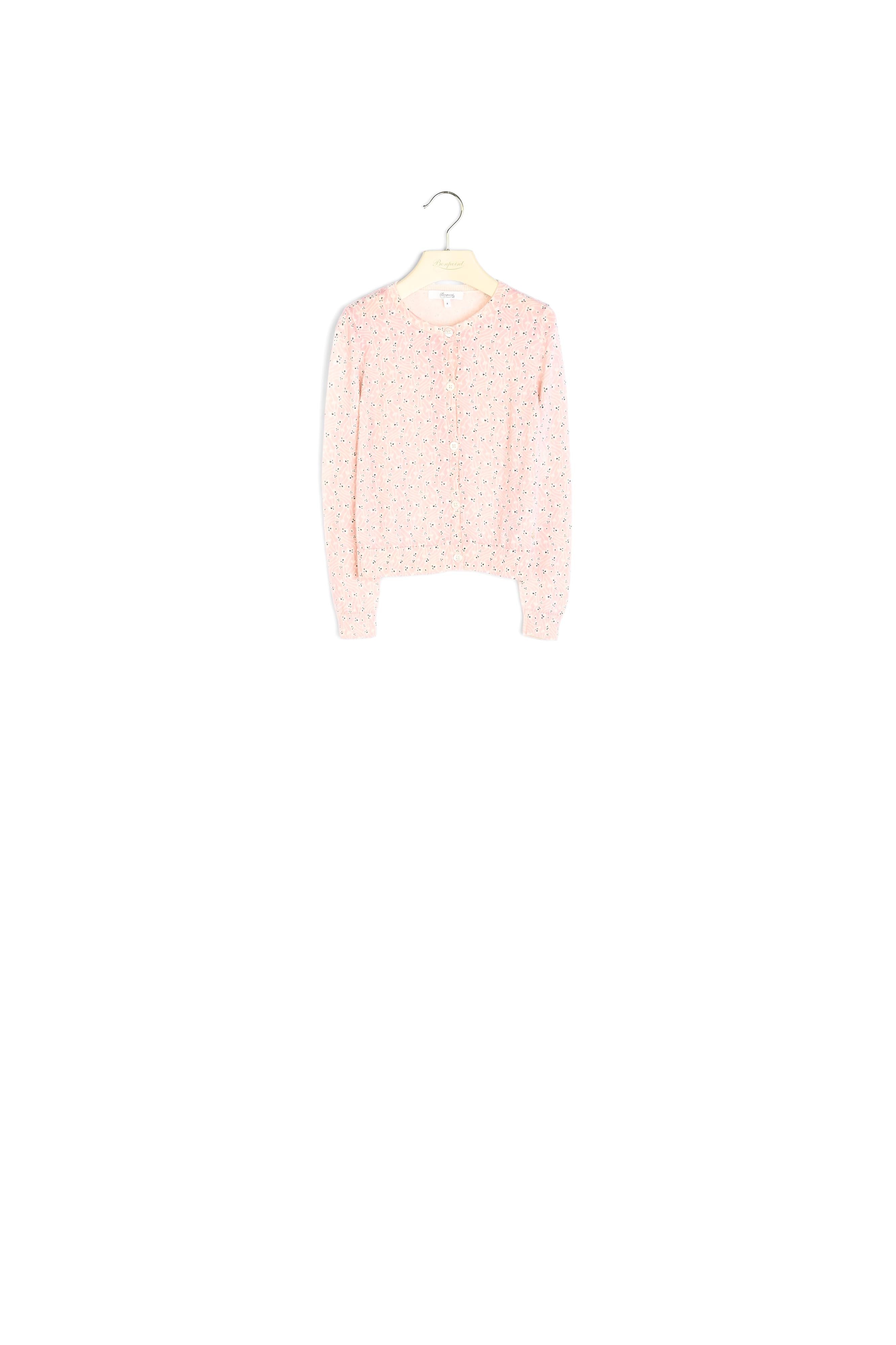 Cardigan fille mérinos imprimé - Bonpoint vintage