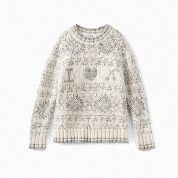 Pull à motif jacquard cerises fille - Bonpoint vintage