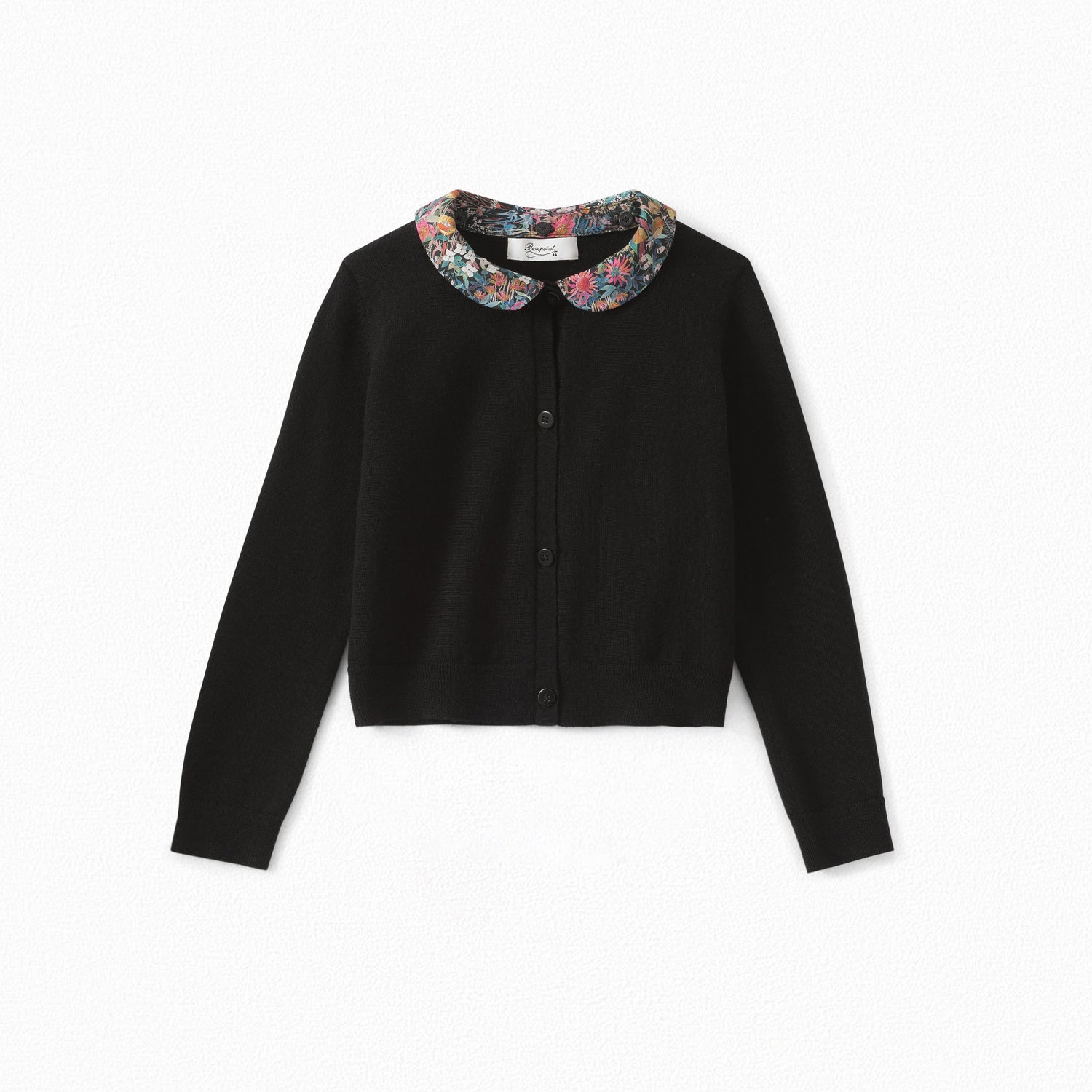 Cardigan fille avec col en tissu - Bonpoint vintage