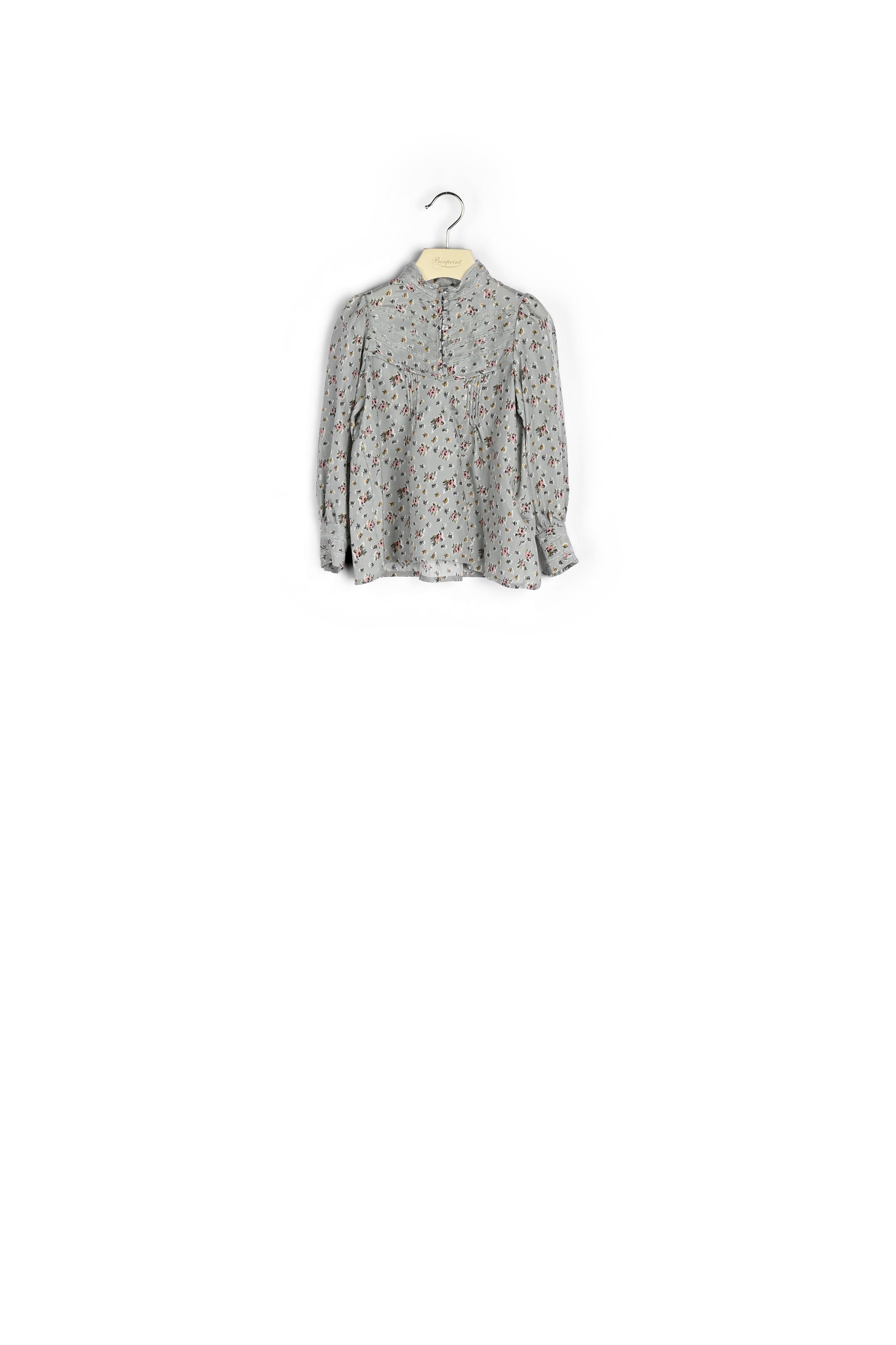 Blouse à col montant en soie imprimée - Bonpoint vintage