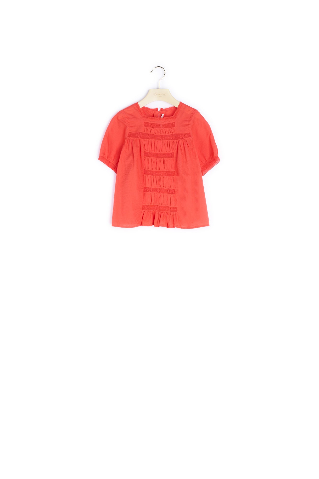 Blouse en coton façonné et dentelle fille - Bonpoint vintage