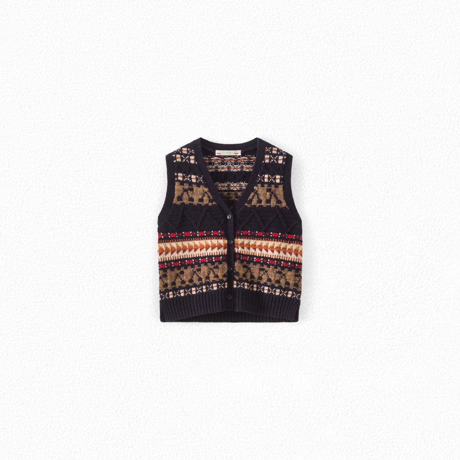 Gilet jacquard sans manches fille - Bonpoint vintage