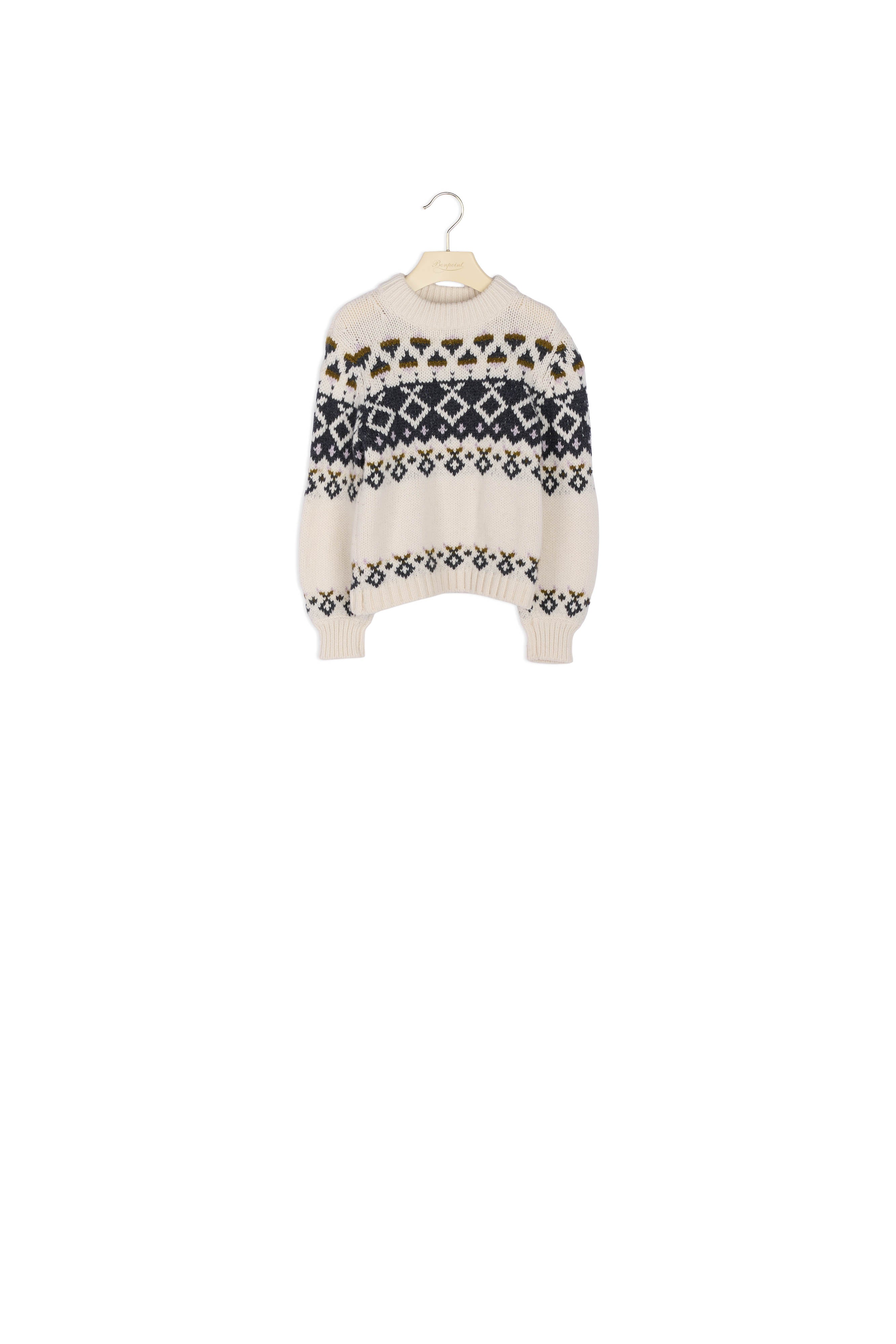Pull laine et cachemire jacquard fille - Bonpoint vintage