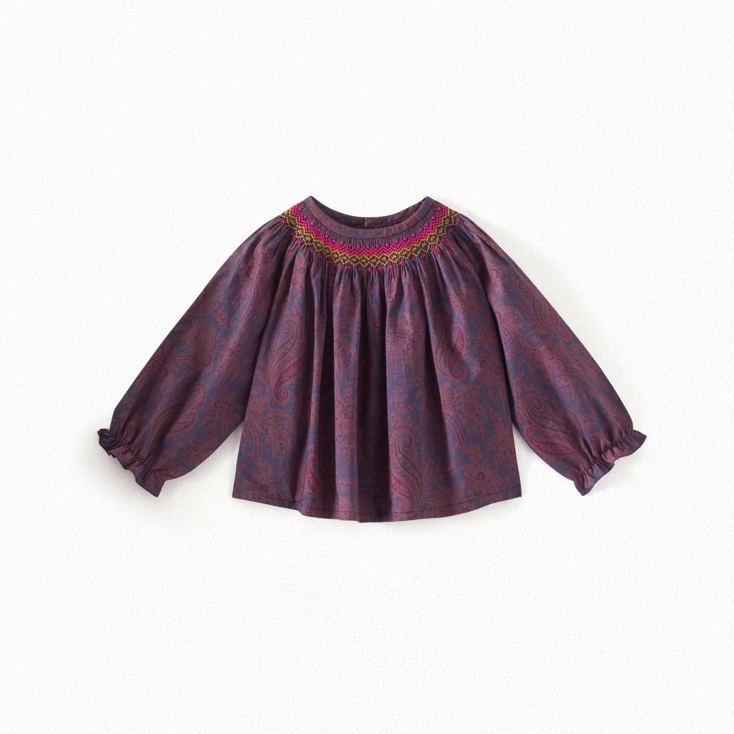 Blouse en tissu Liberty smocké bébé - Bonpoint vintage