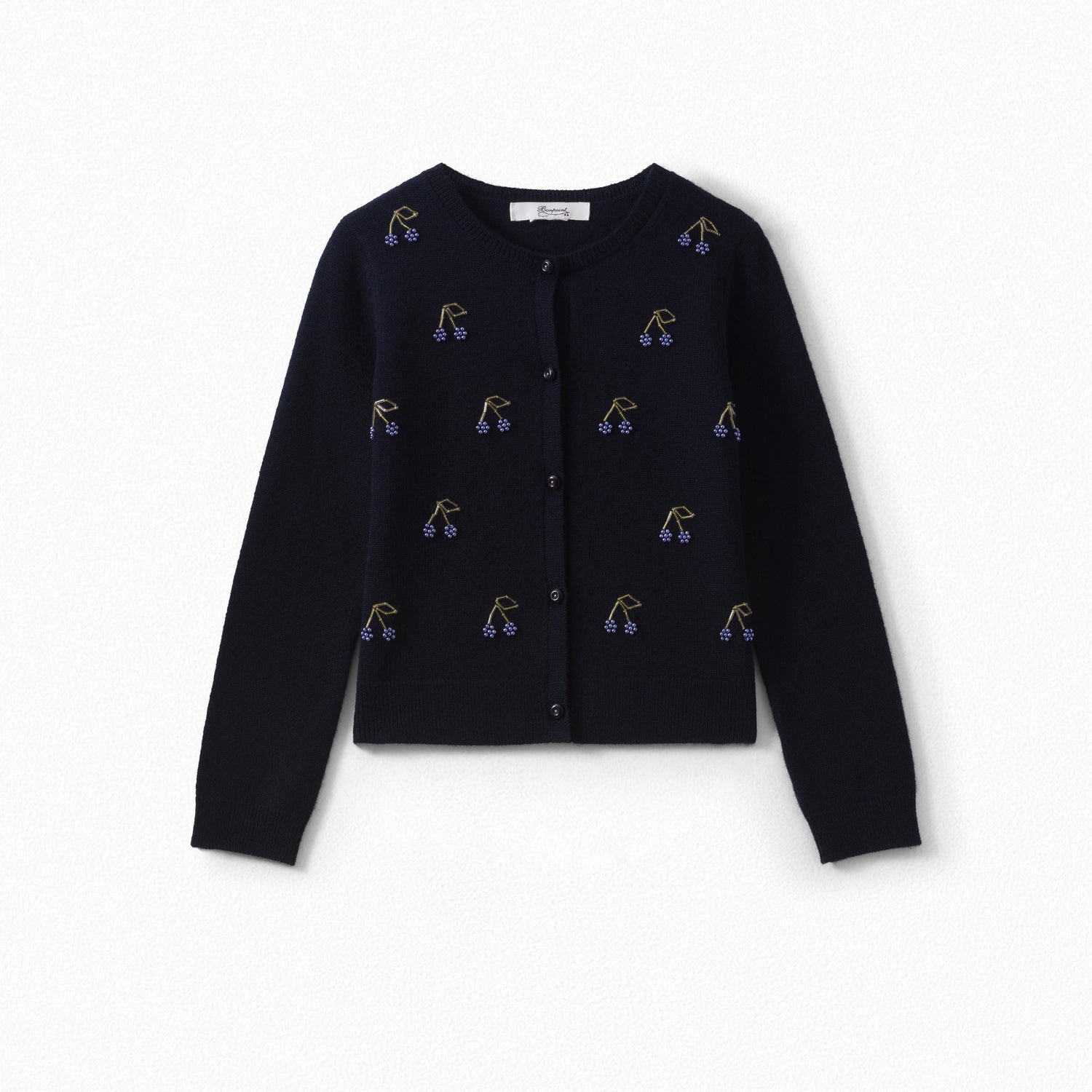 Cardigan en cachemire brodé fille - Bonpoint vintage