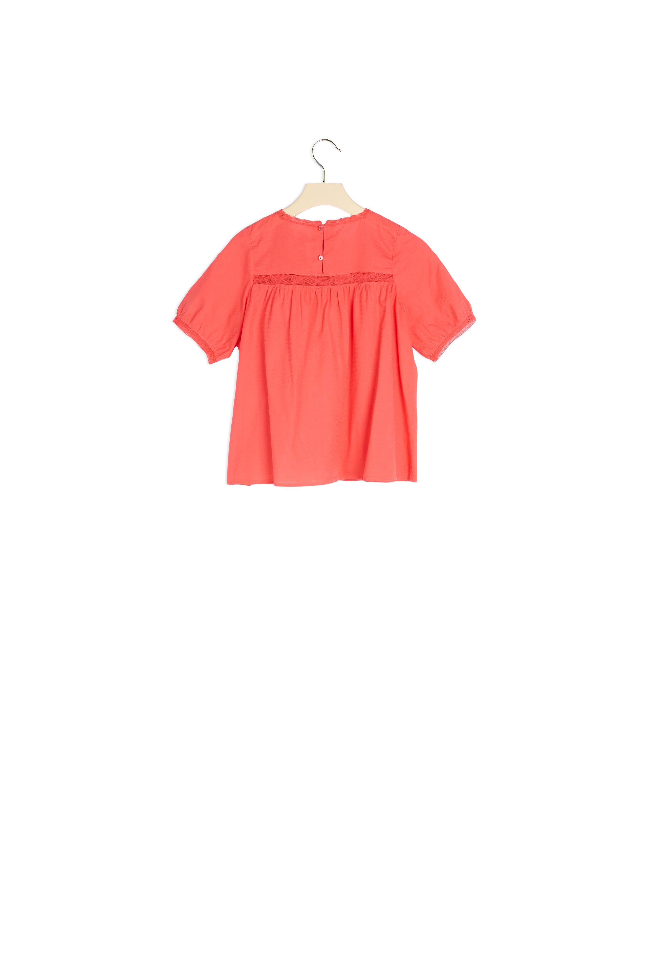 Blouse en coton façonné et dentelle - Bonpoint vintage