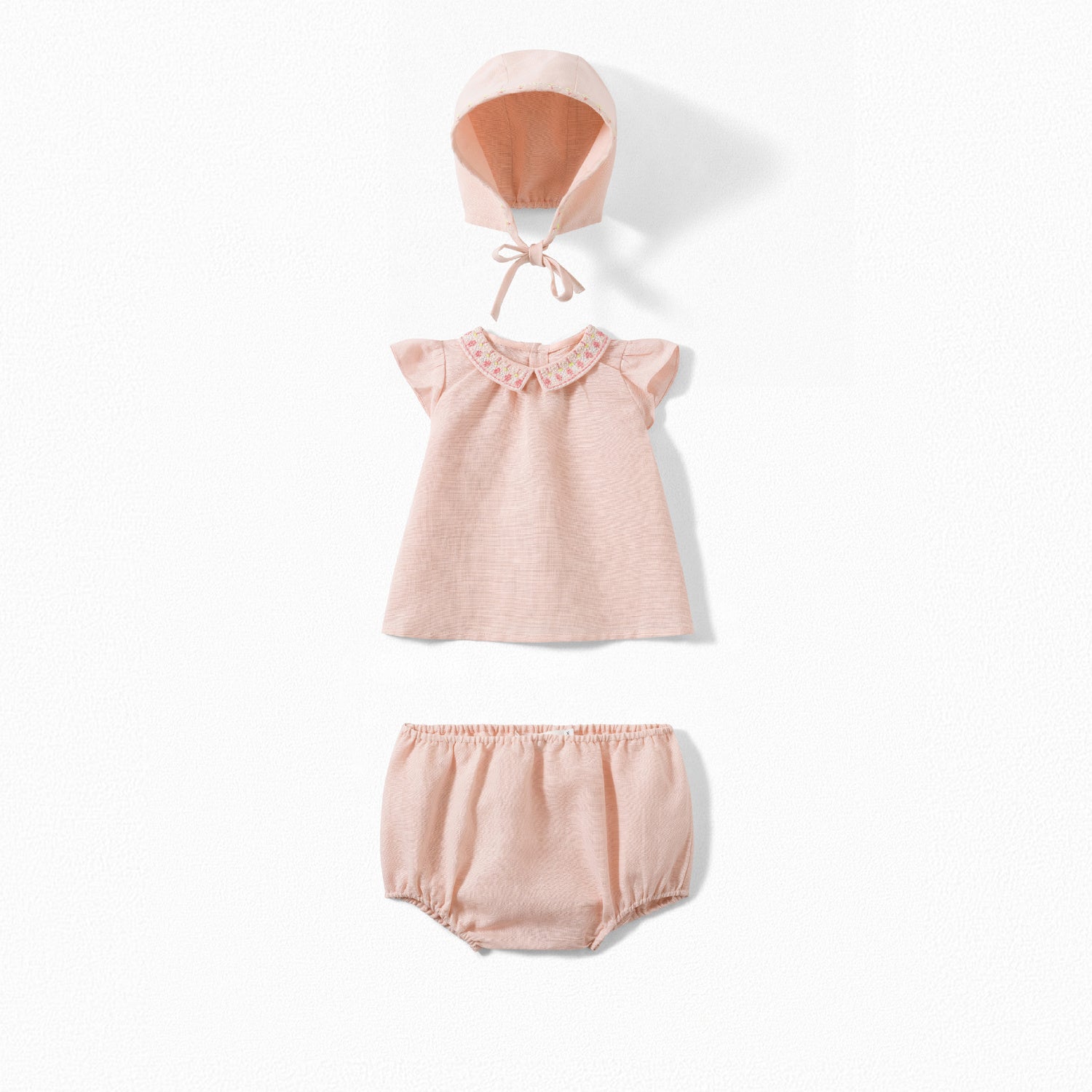 Ensemble coton et lin rebrodé - Bonpoint vintage