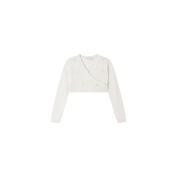 Cardigan cache-cœur avec perles brodées - Bonpoint vintage