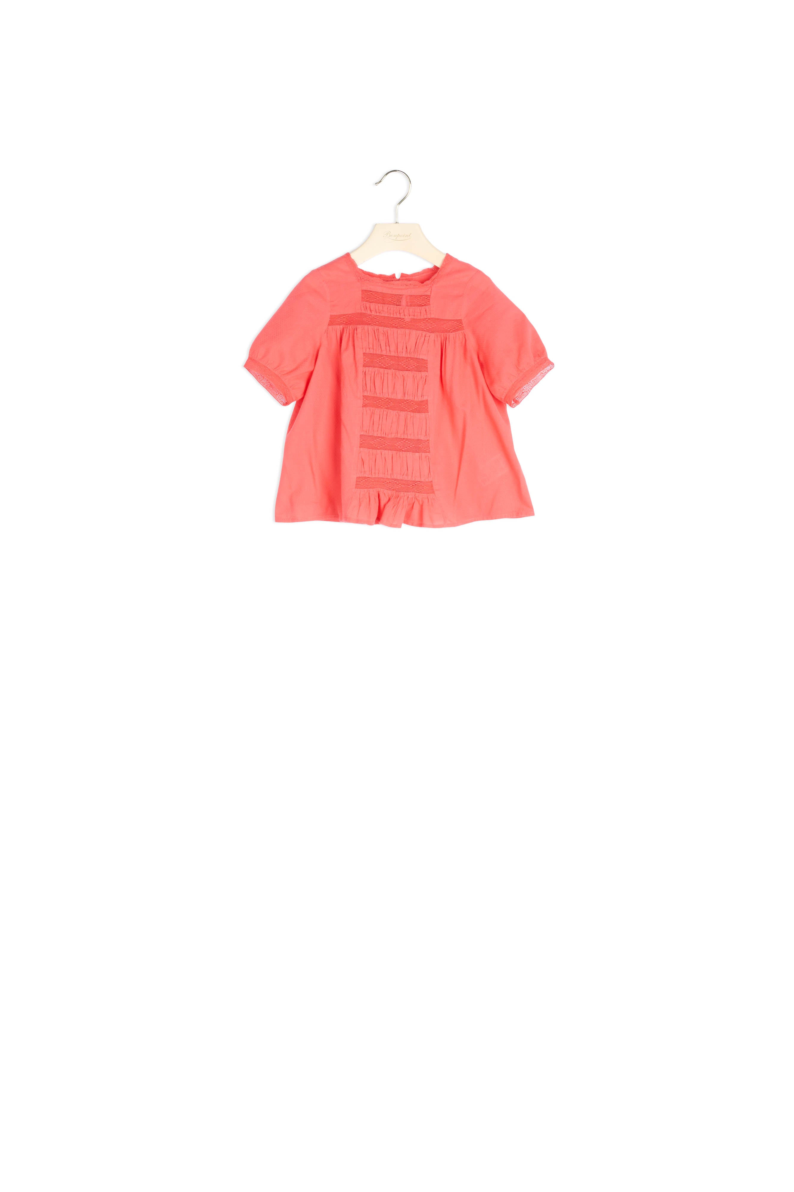 Blouse en coton façonné et dentelle - Bonpoint vintage
