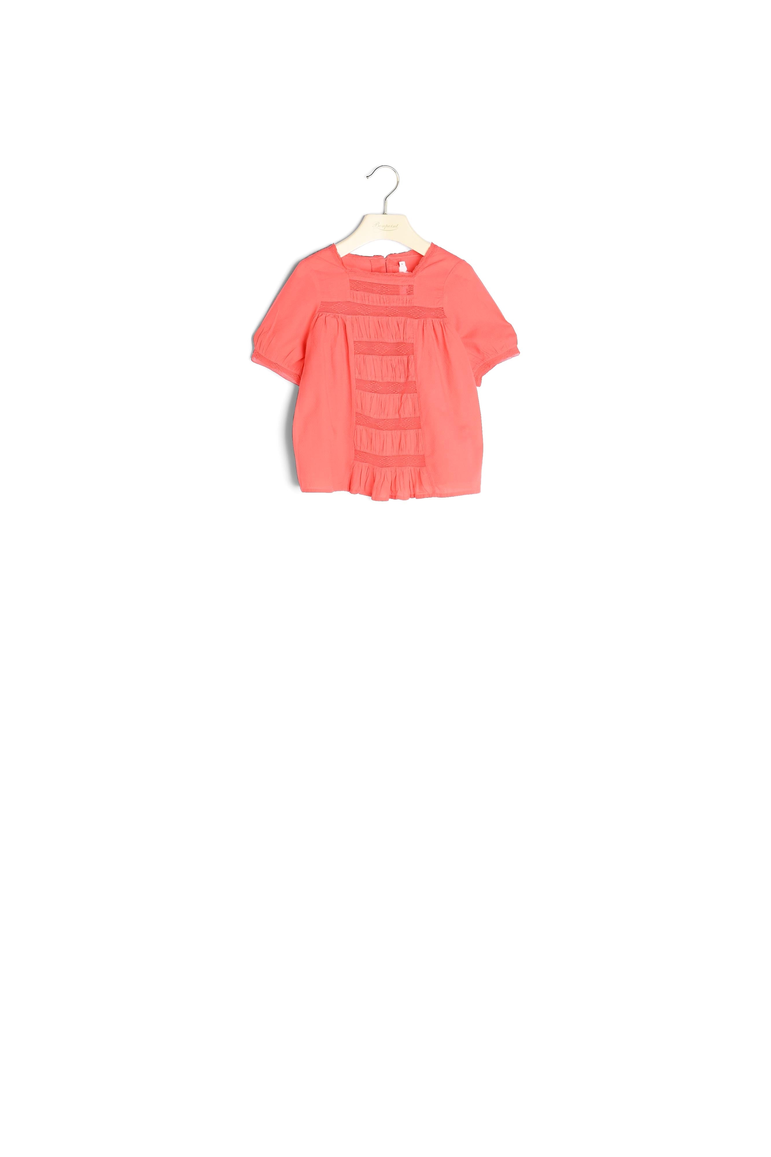 Blouse en coton façonné et dentelle - Bonpoint vintage