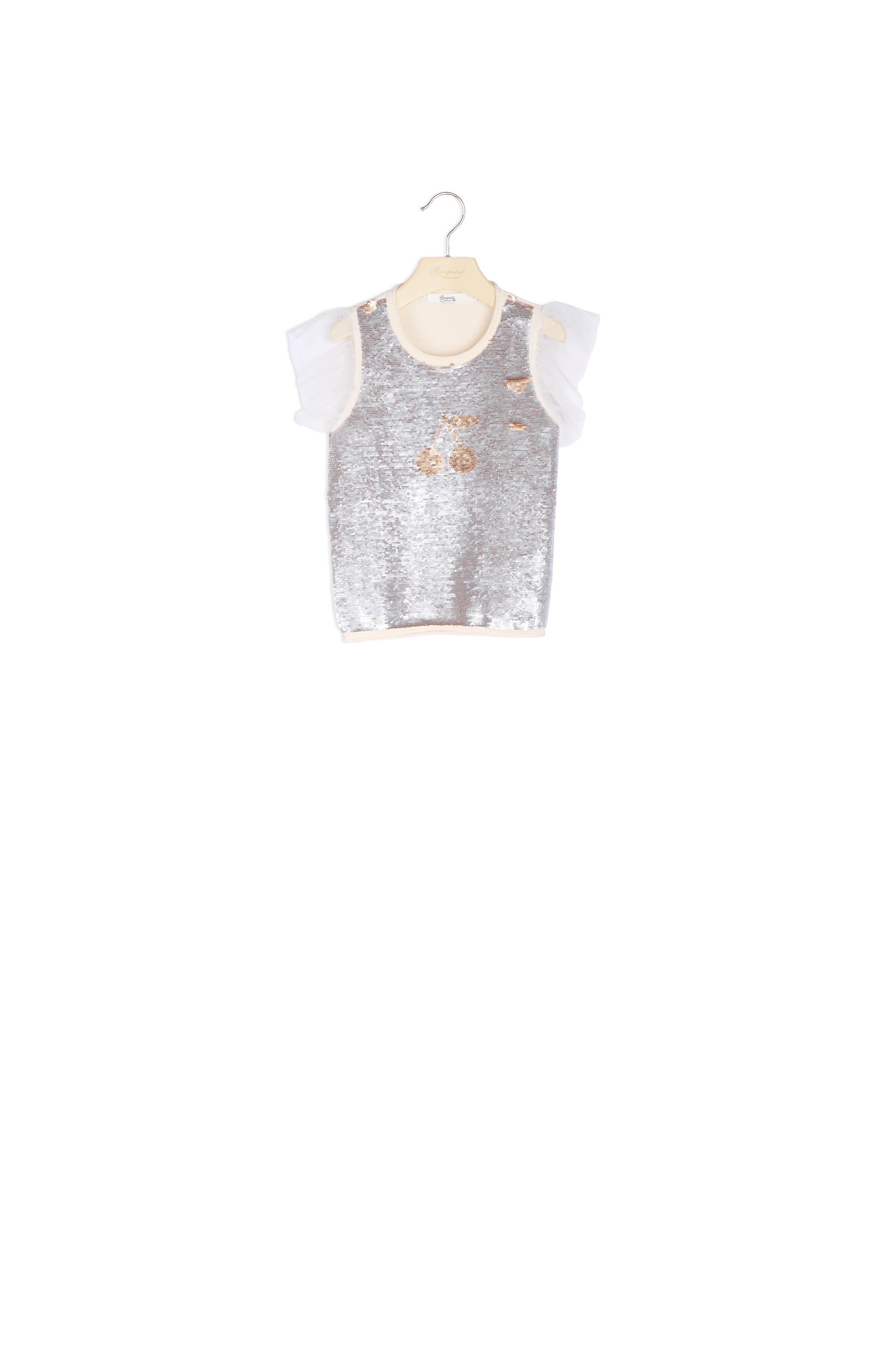 Pull cerise en sequins réversible - Bonpoint vintage