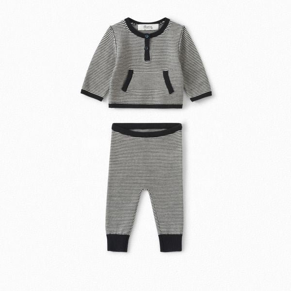 Ensemble en mérinos rayé bébé - Bonpoint vintage