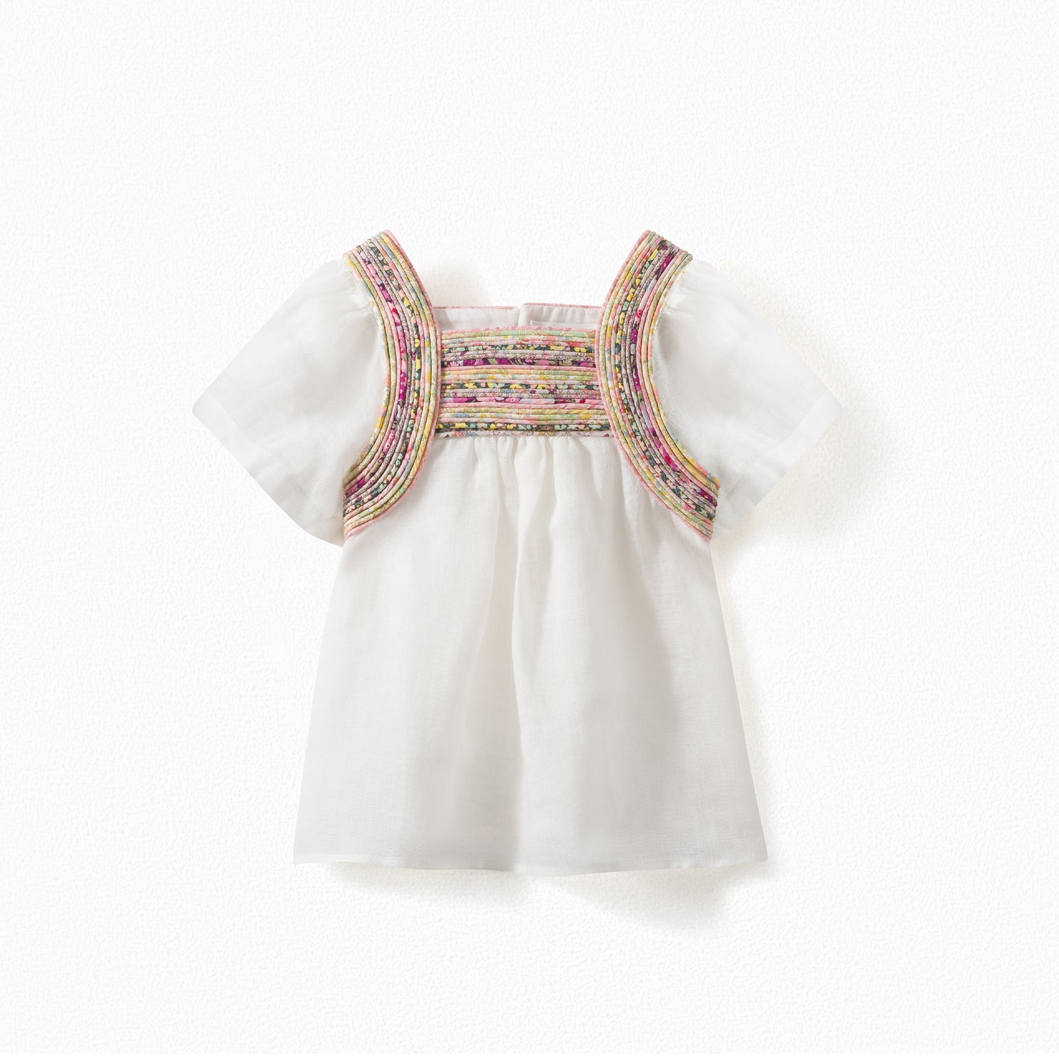 Blouse en lin et tissu Liberty fille - Bonpoint vintage