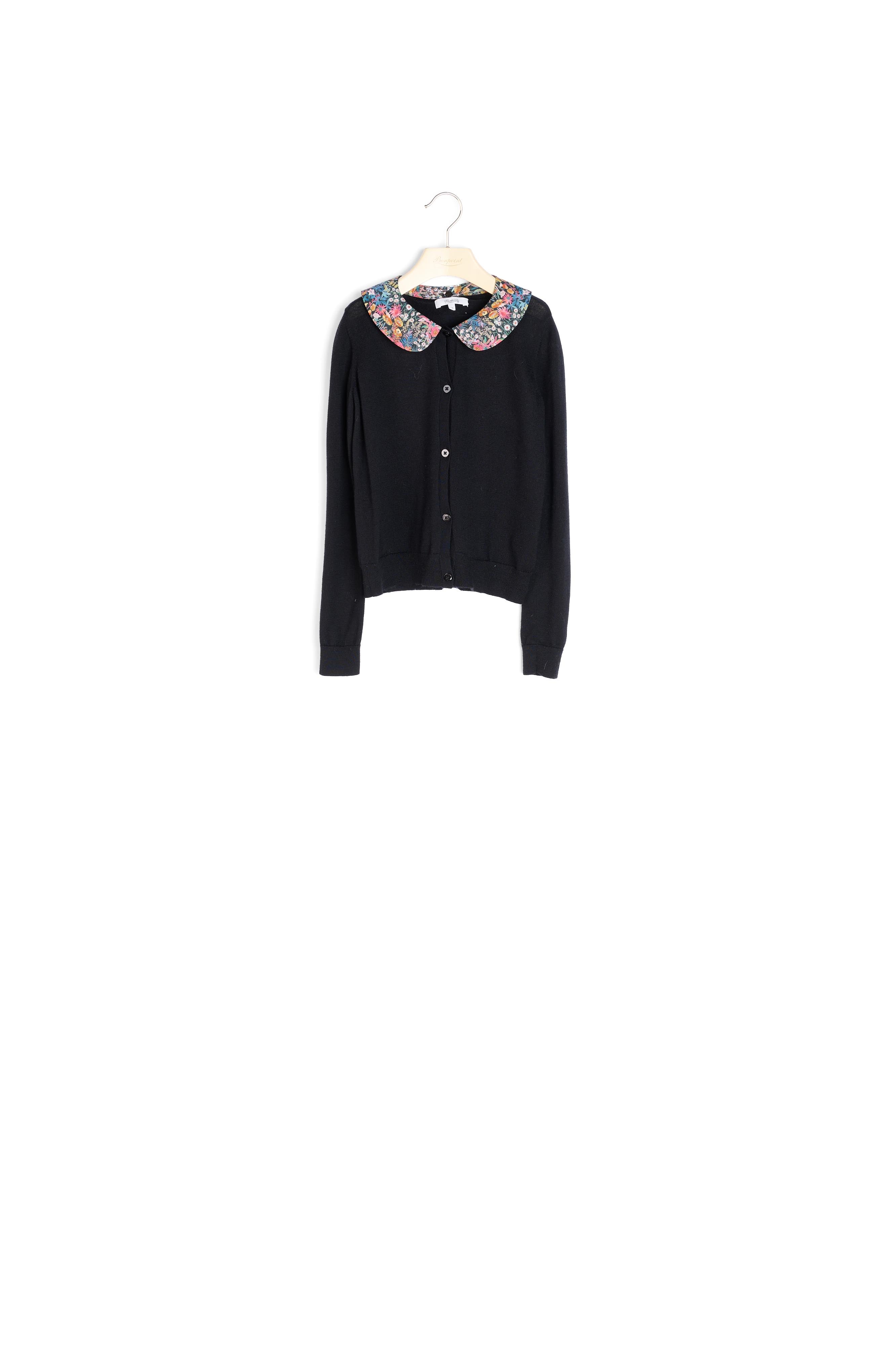 Cardigan fille avec col en tissu - Bonpoint vintage