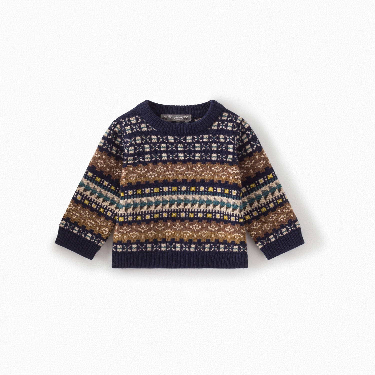 Pull coton et laine jacquard bébé - Bonpoint vintage