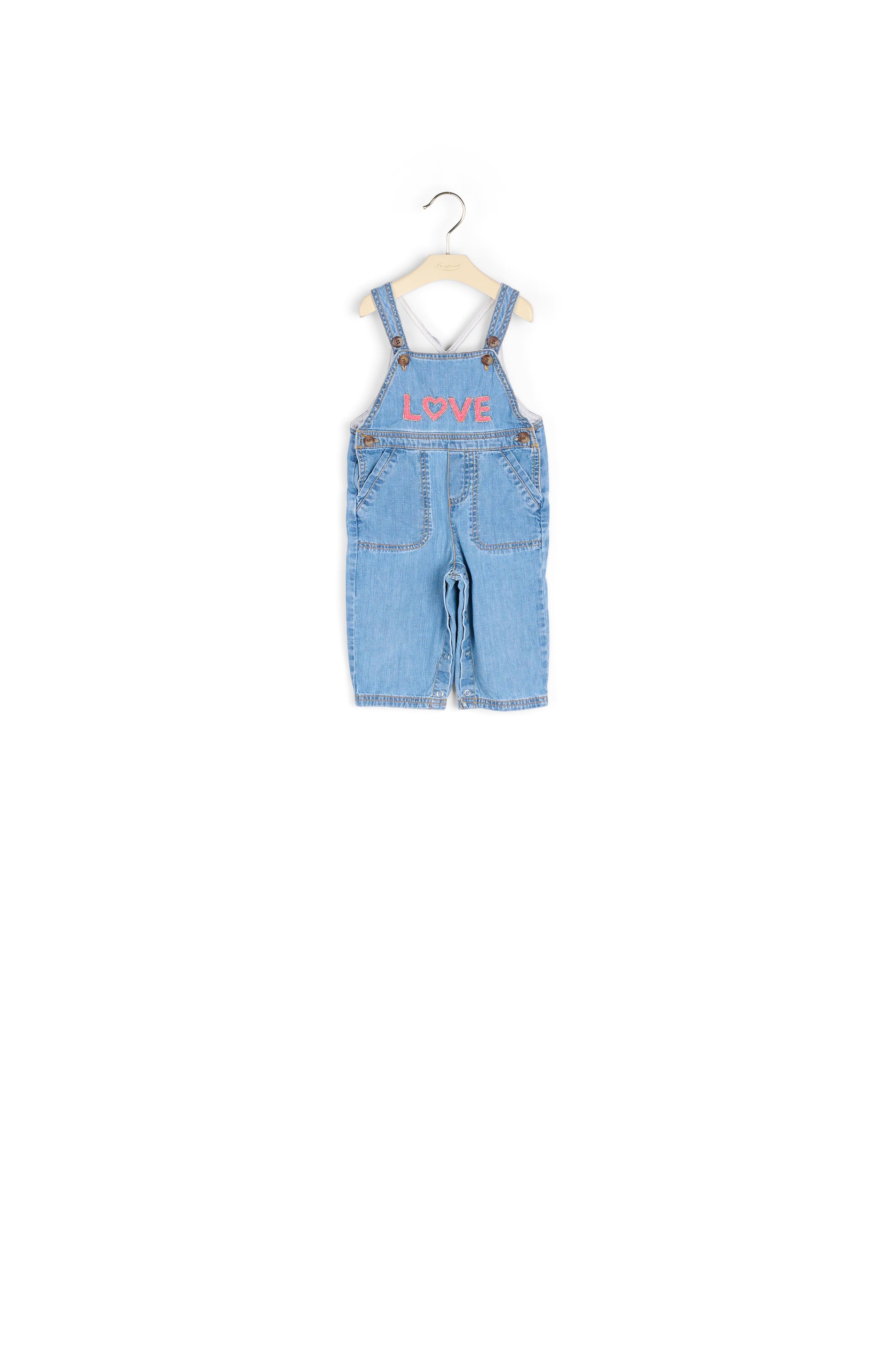 Salopette en denim rebrodé bébé - Bonpoint vintage