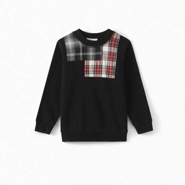 Sweatshirt avec empiècements en tartan - Bonpoint vintage