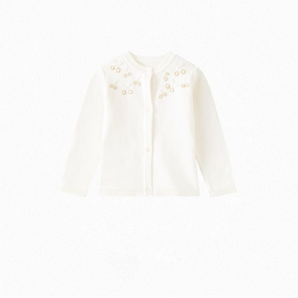 Cardigan en coton brodé - Bonpoint vintage