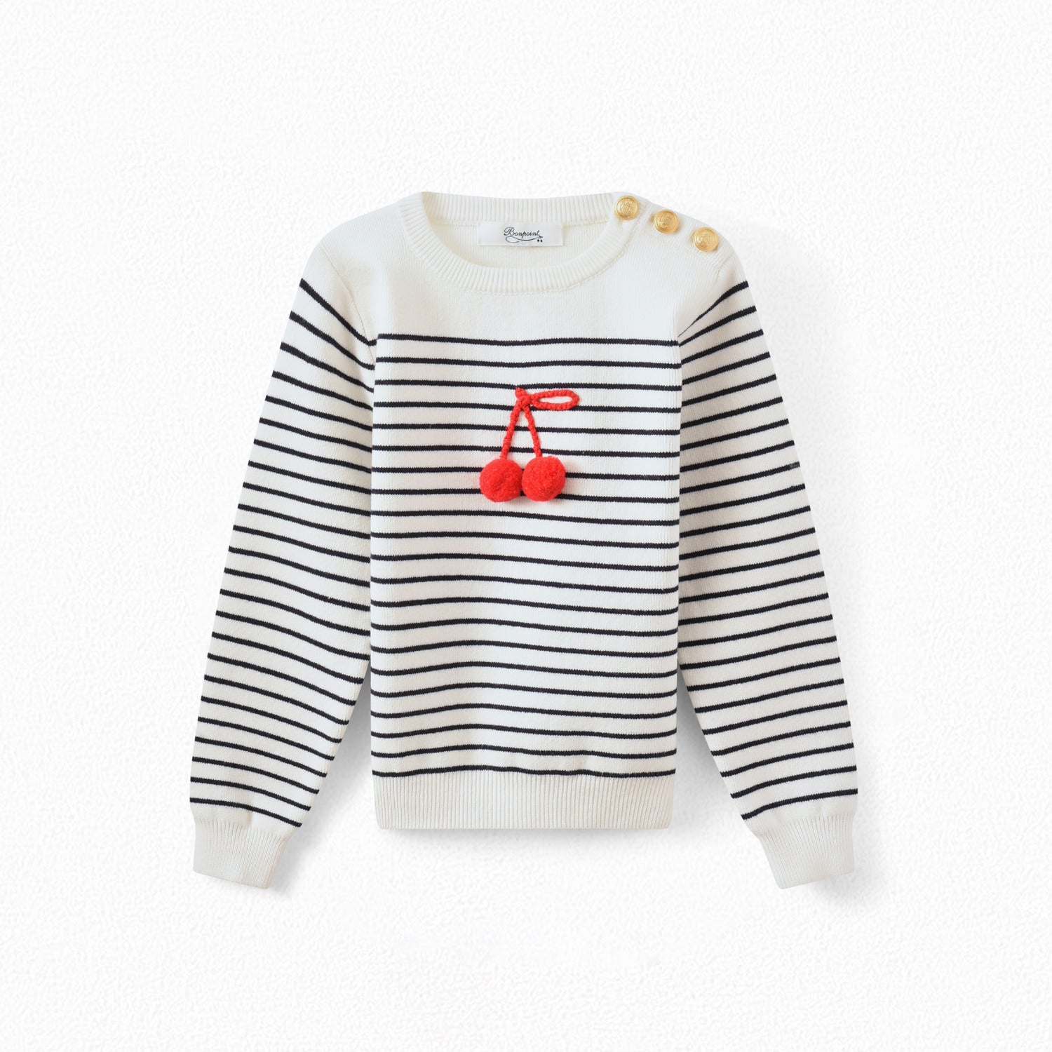 Pull marinière à pompon rayures - Bonpoint vintage