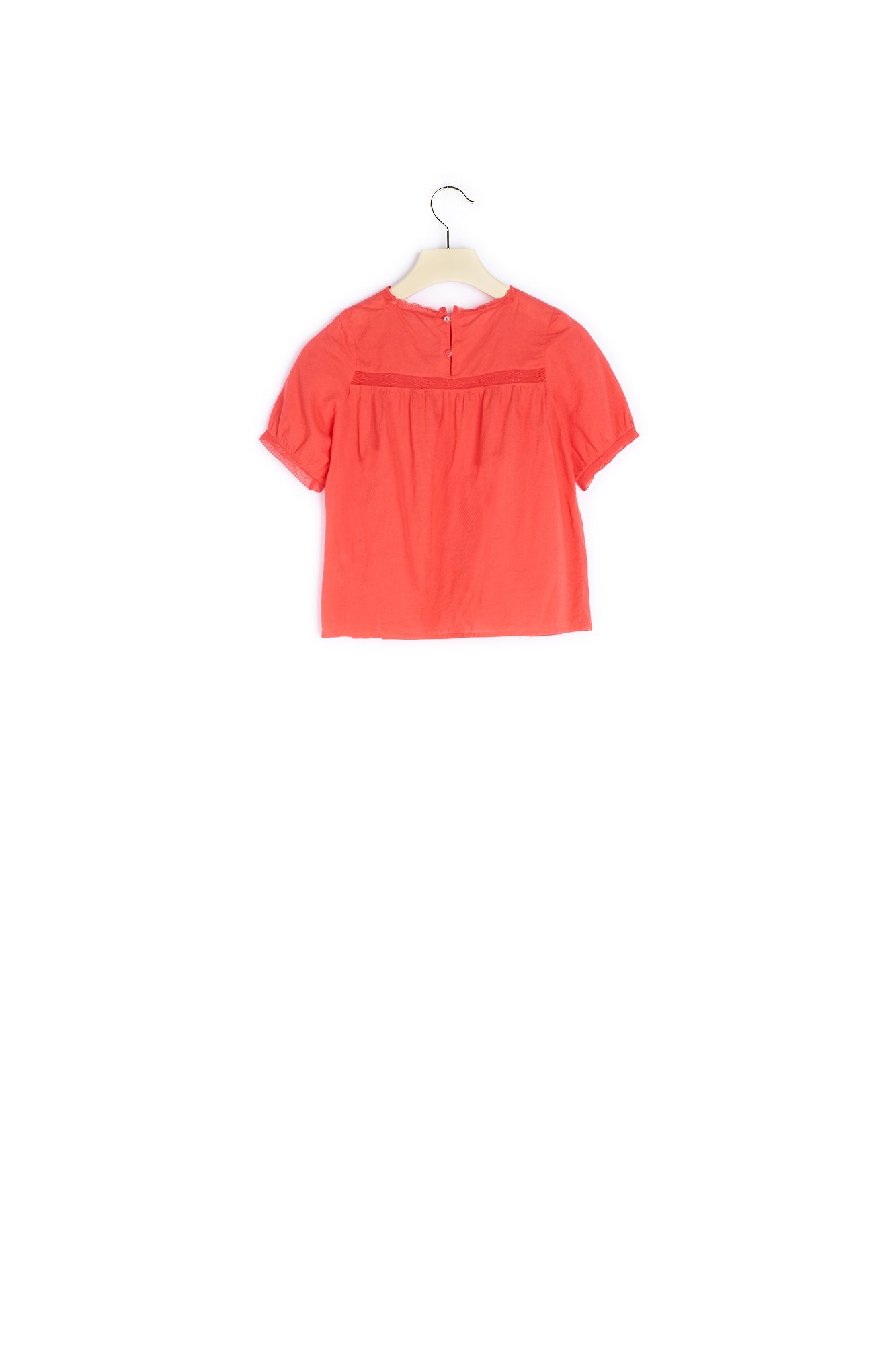Blouse en coton façonné et dentelle fille - Bonpoint vintage