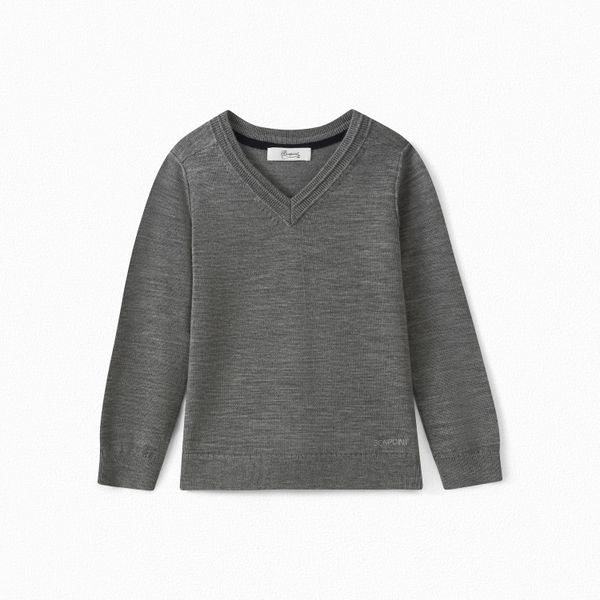 Pull col V en laine mérinos - Bonpoint vintage