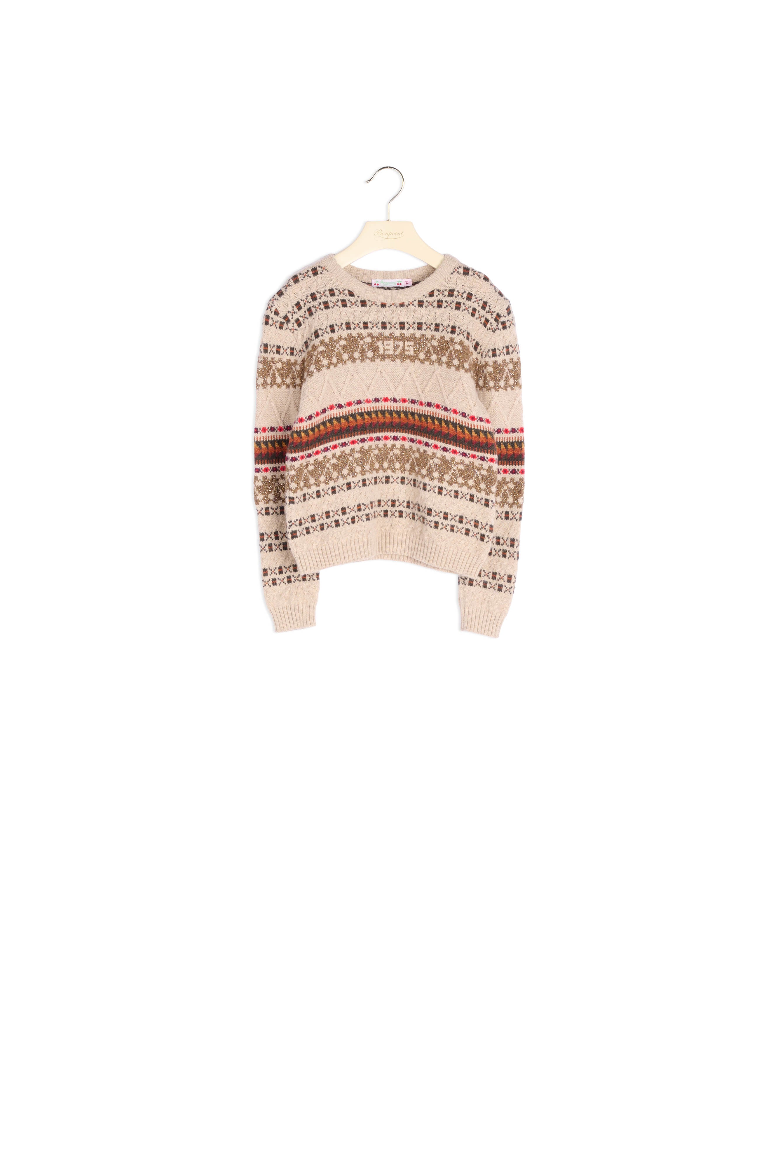 Pull torsadé cerises 1975 - Bonpoint vintage